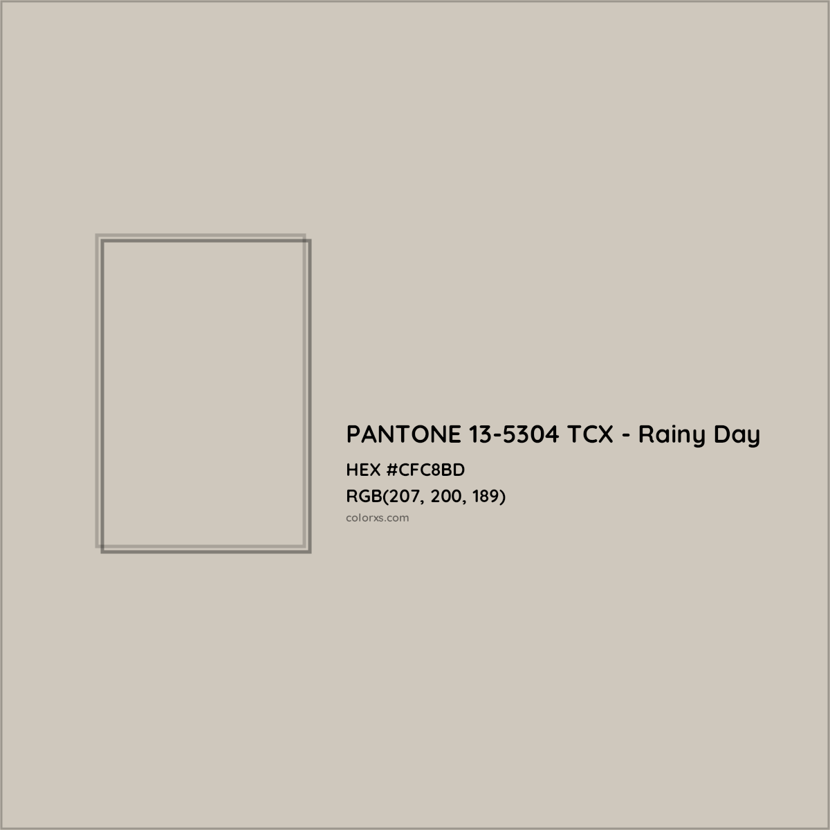 HEX #CFC8BD PANTONE 13-5304 TCX - Rainy Day CMS Pantone TCX - Color Code