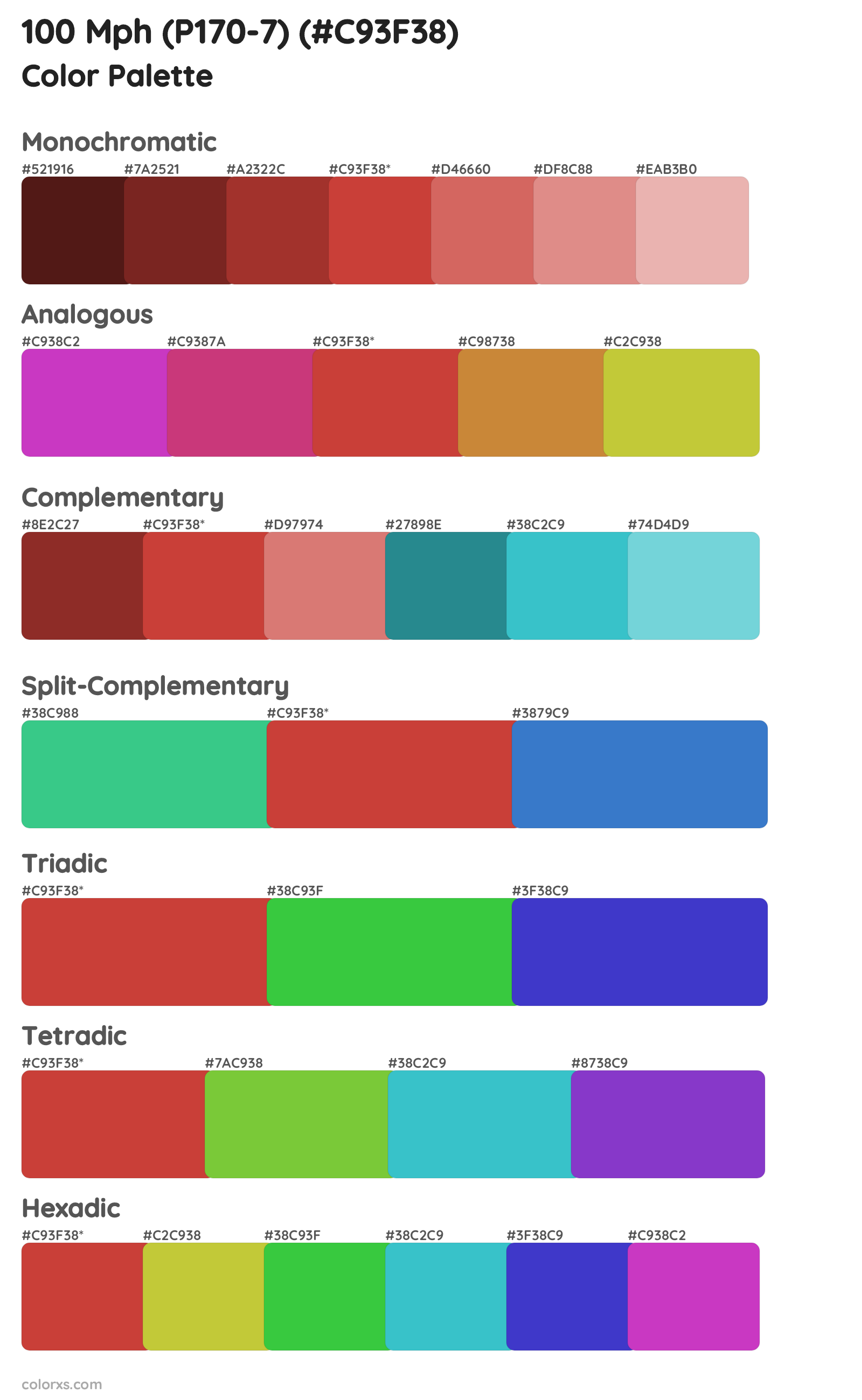 100 Mph (P170-7) Color Scheme Palettes