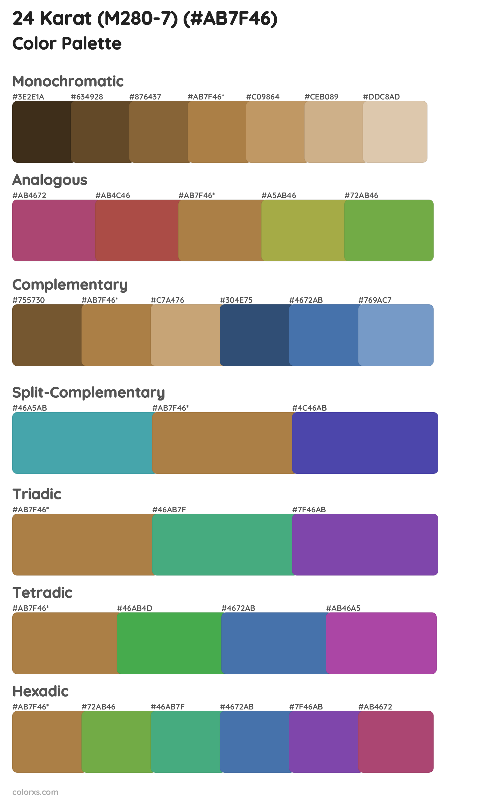 24 Karat (M280-7) Color Scheme Palettes