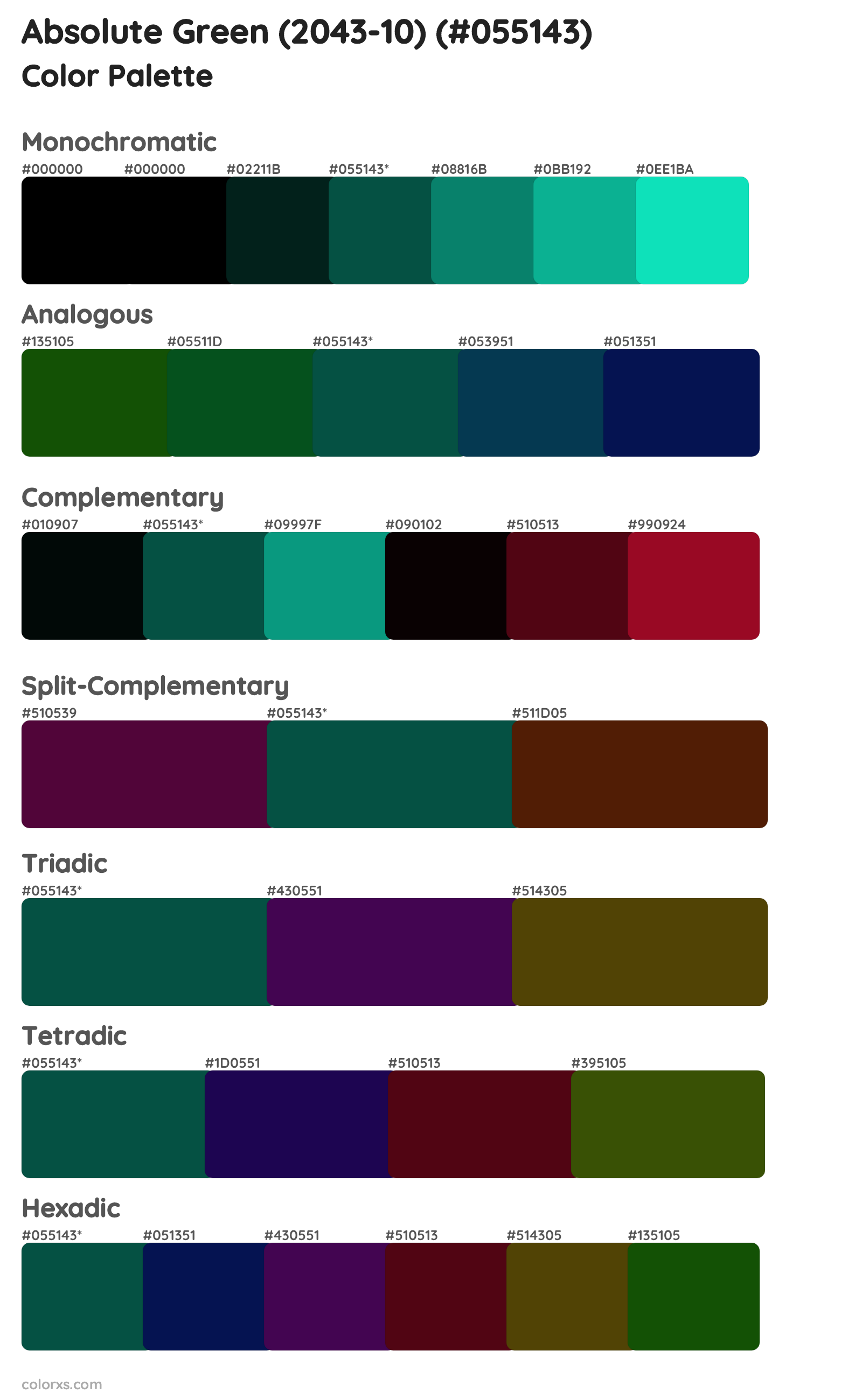 Absolute Green (2043-10) Color Scheme Palettes