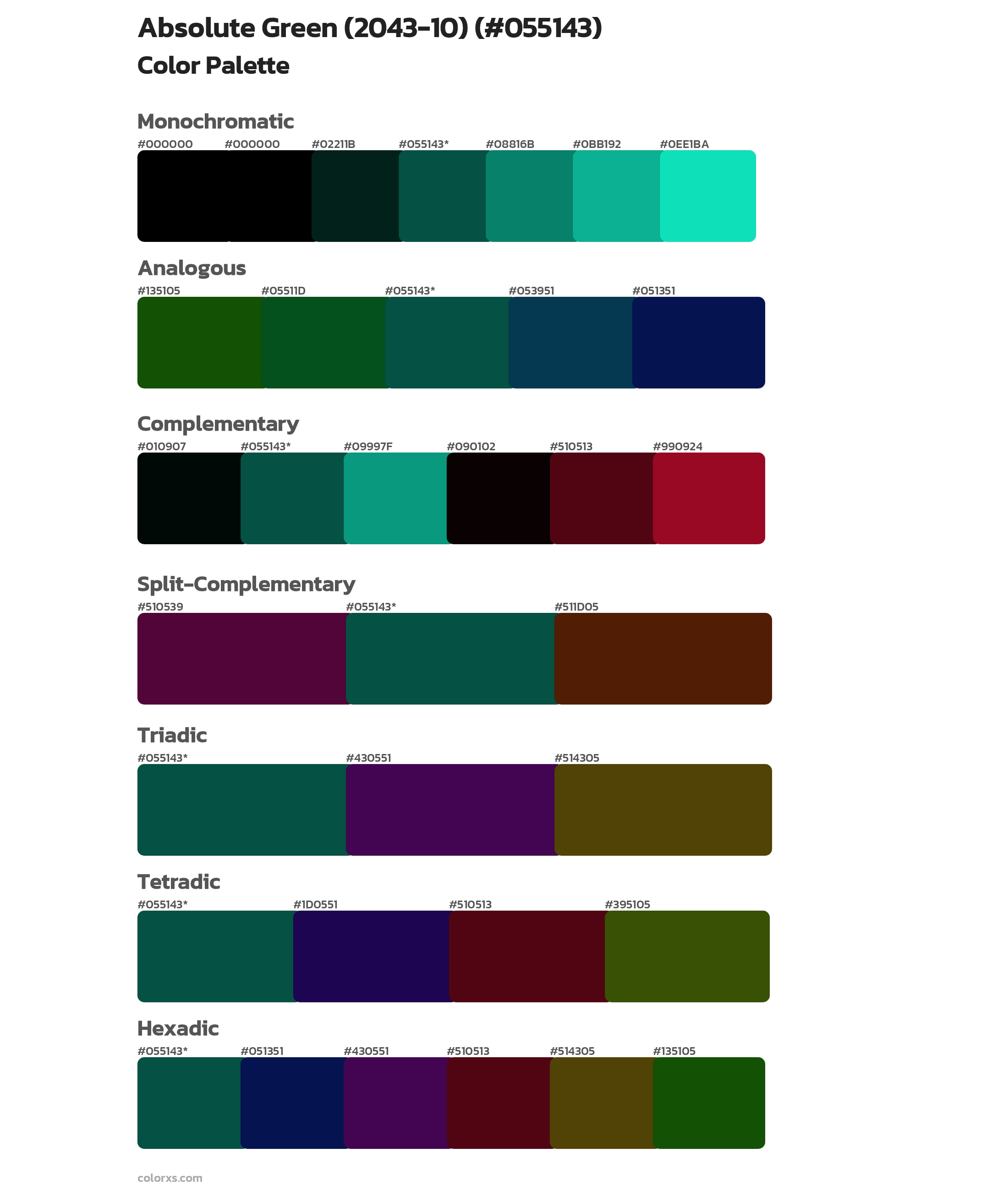 Absolute Green (2043-10) Color Scheme Palettes