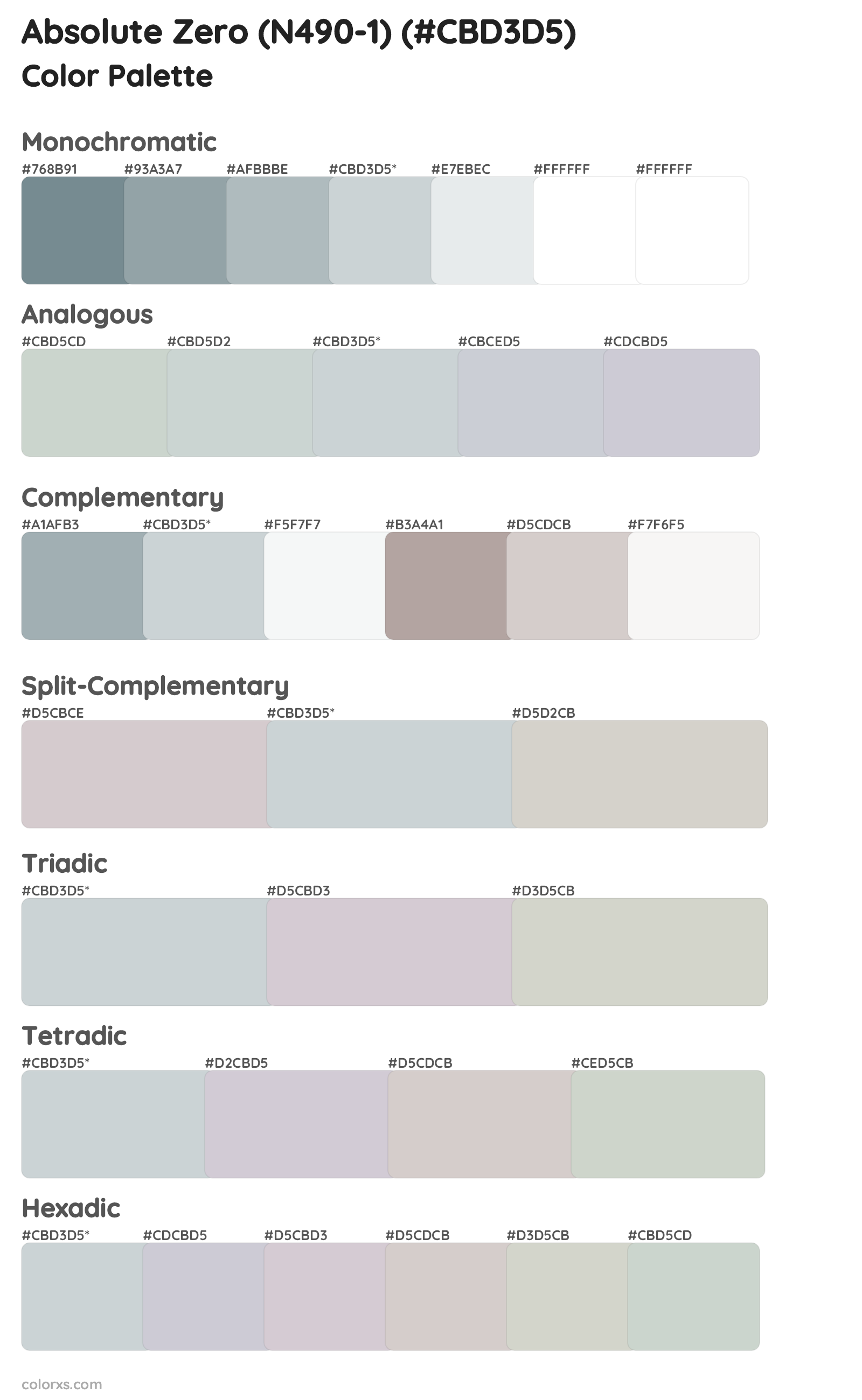 Absolute Zero (N490-1) Color Scheme Palettes