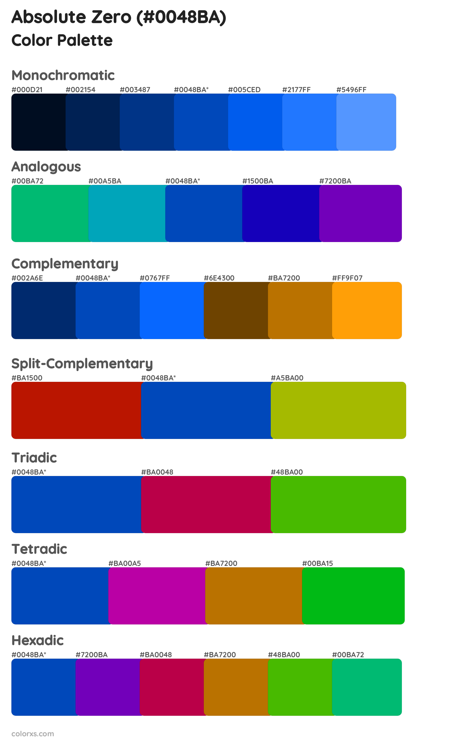 Absolute Zero Color Scheme Palettes