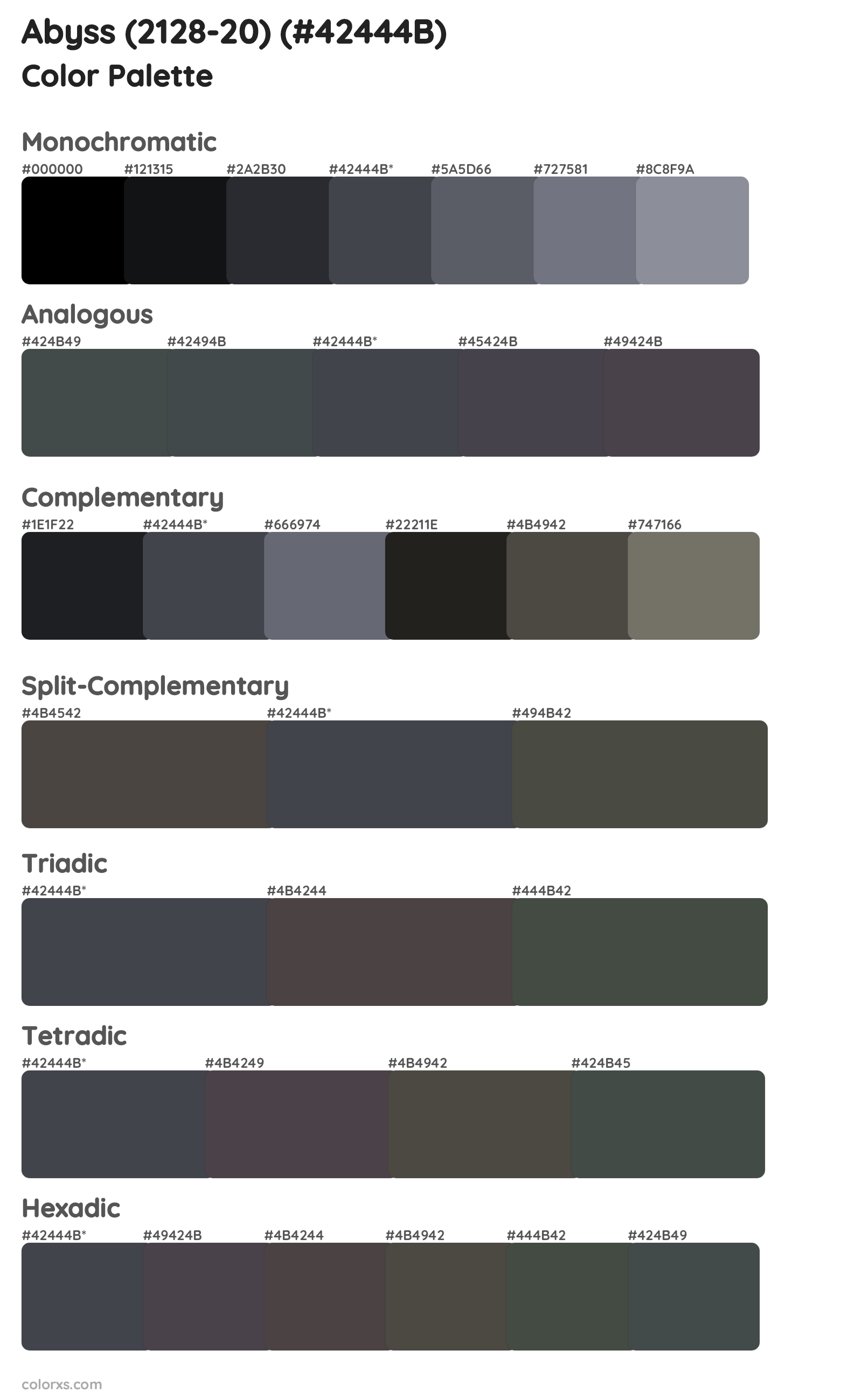 Abyss (2128-20) Color Scheme Palettes