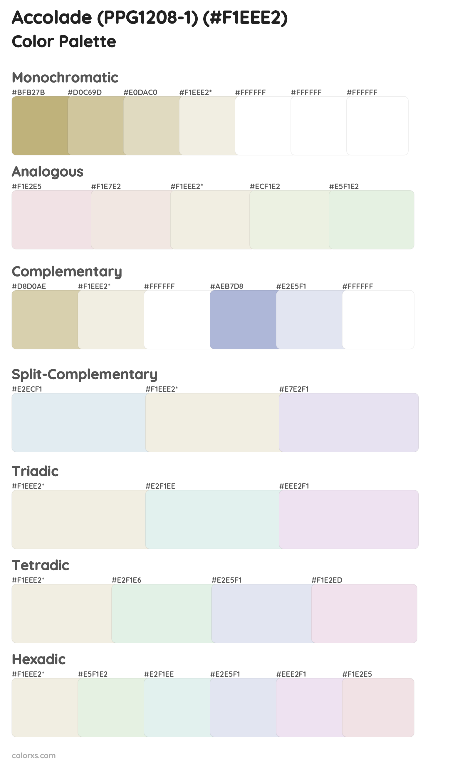 Accolade (PPG1208-1) Color Scheme Palettes