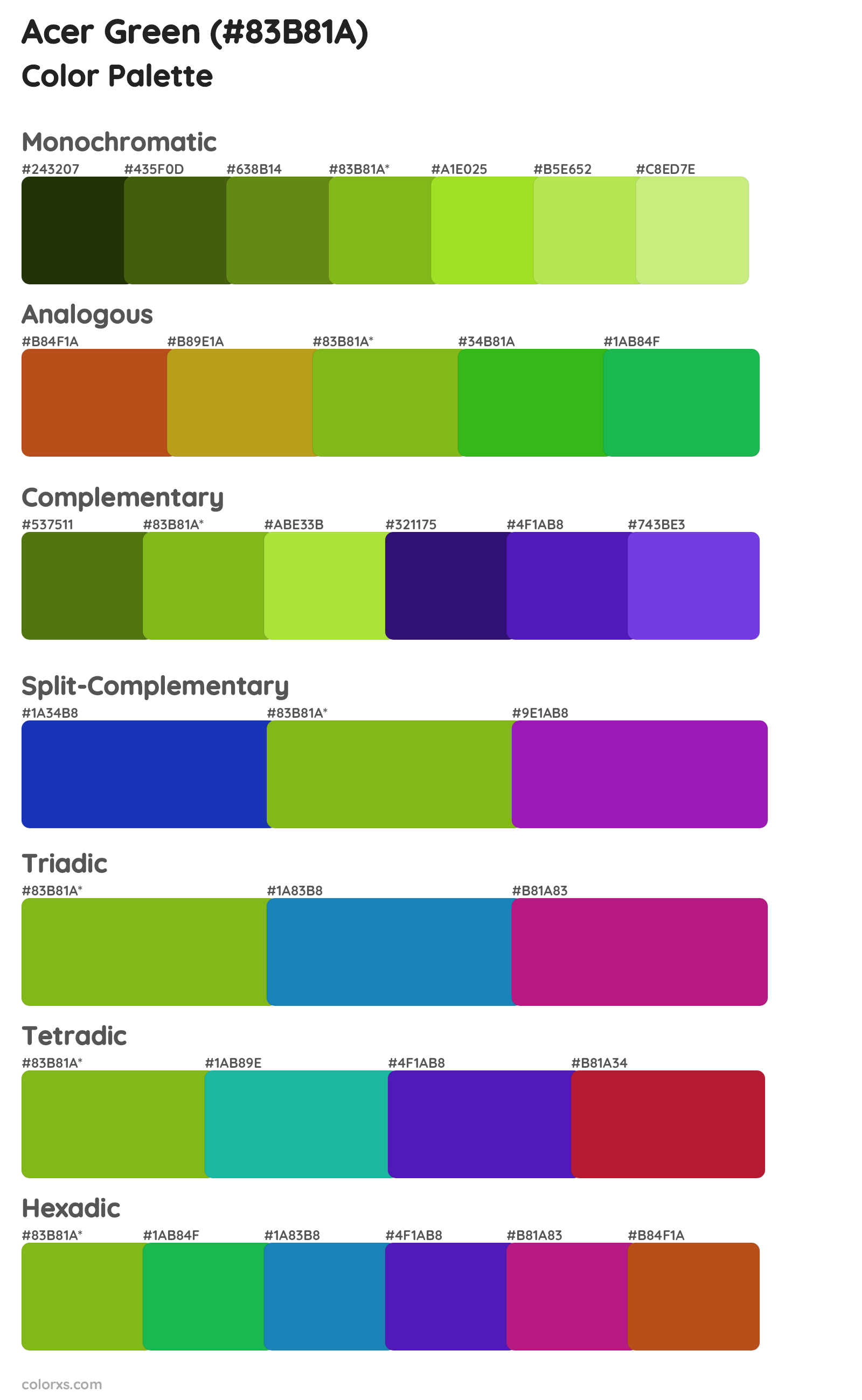 Acer Green Color Scheme Palettes