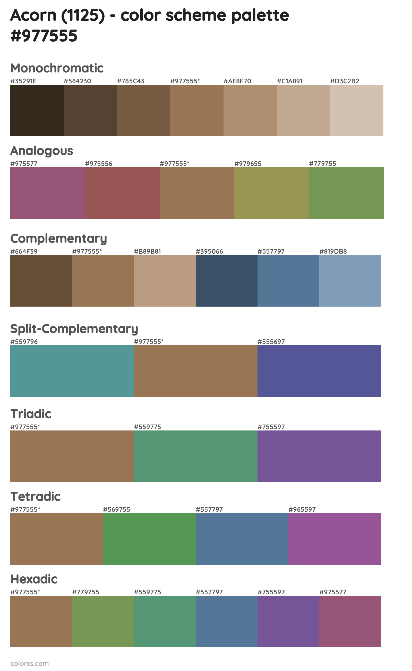 Acorn (1125) Color Scheme Palettes