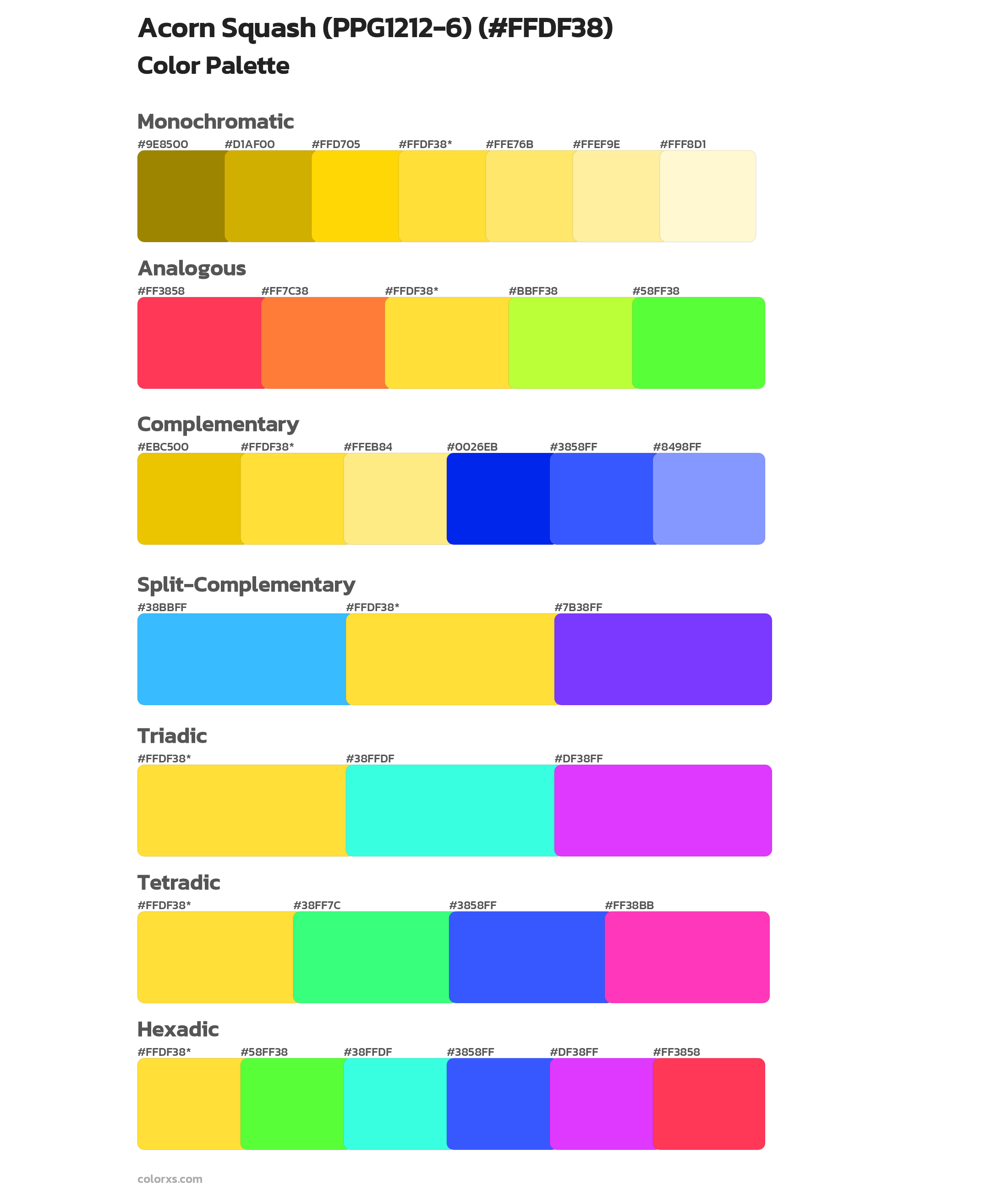 Acorn Squash (PPG1212-6) Color Scheme Palettes