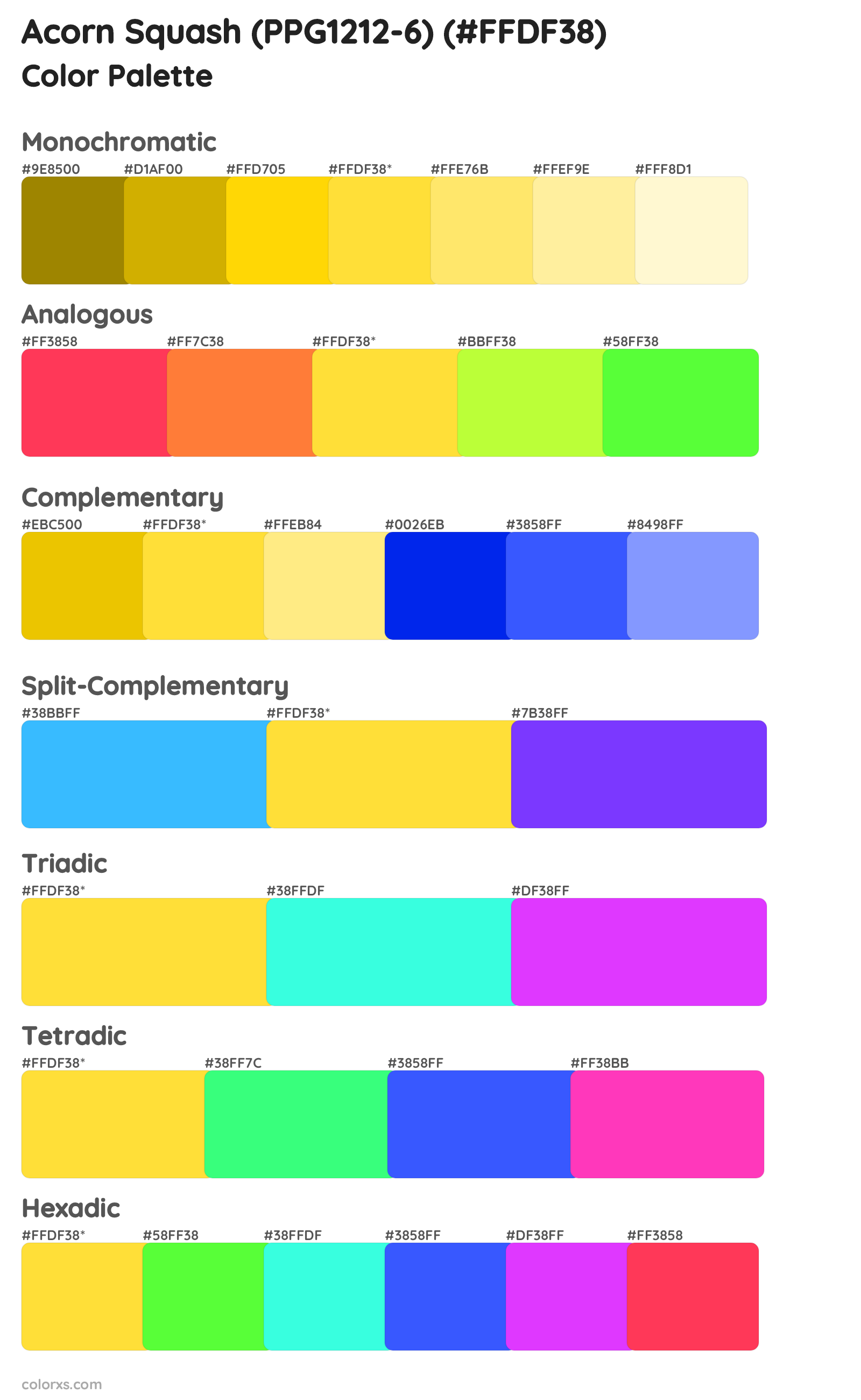 Acorn Squash (PPG1212-6) Color Scheme Palettes