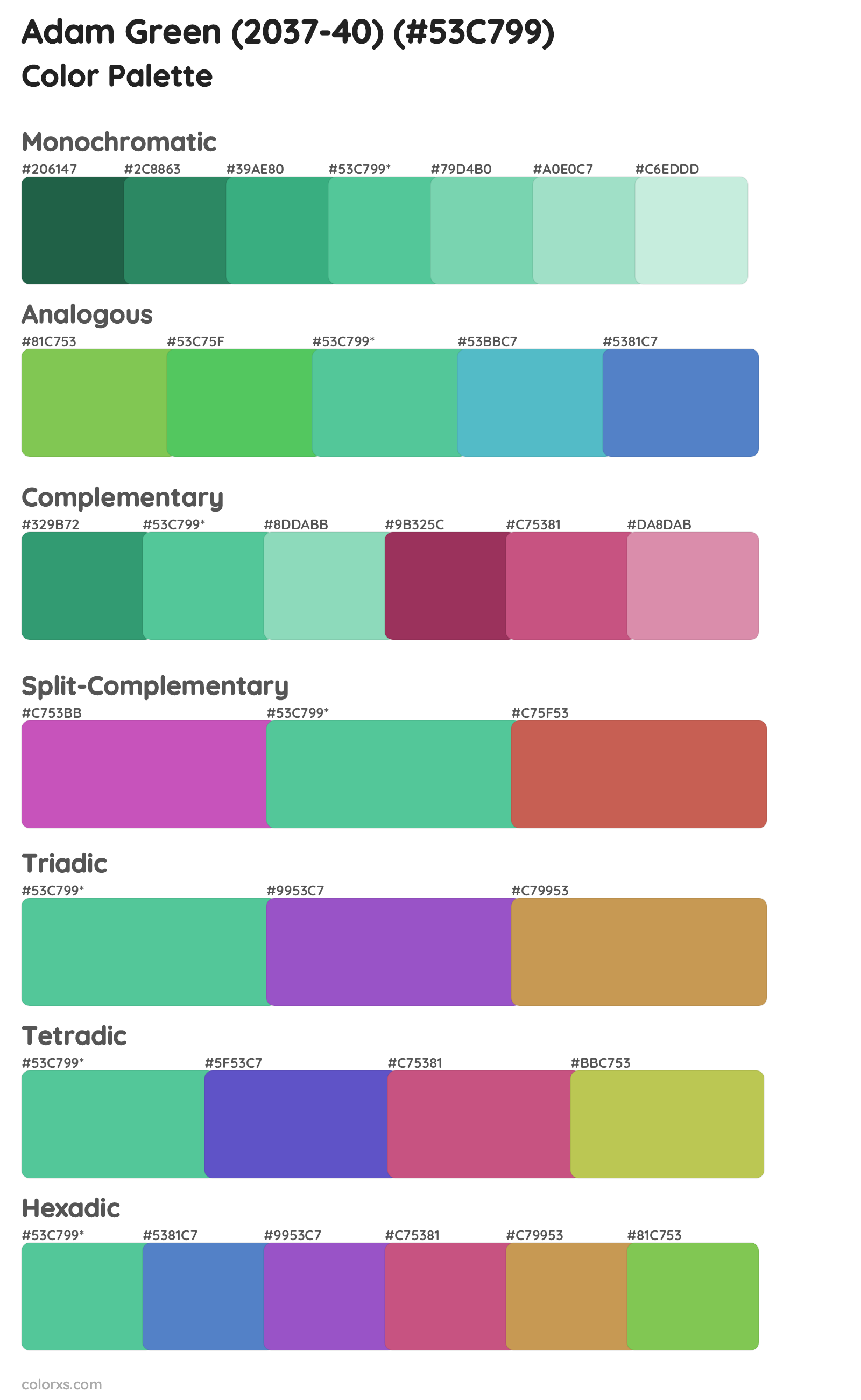 Adam Green (2037-40) Color Scheme Palettes