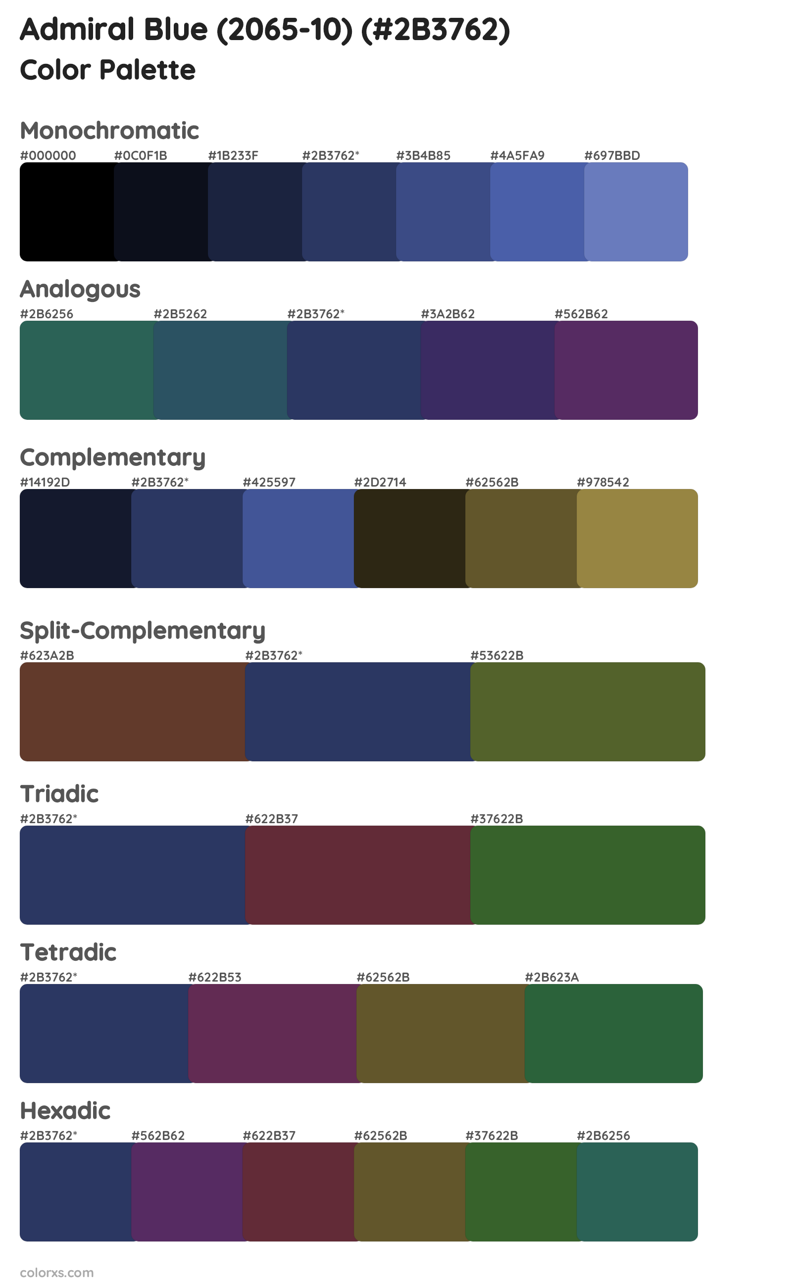 Admiral Blue (2065-10) Color Scheme Palettes