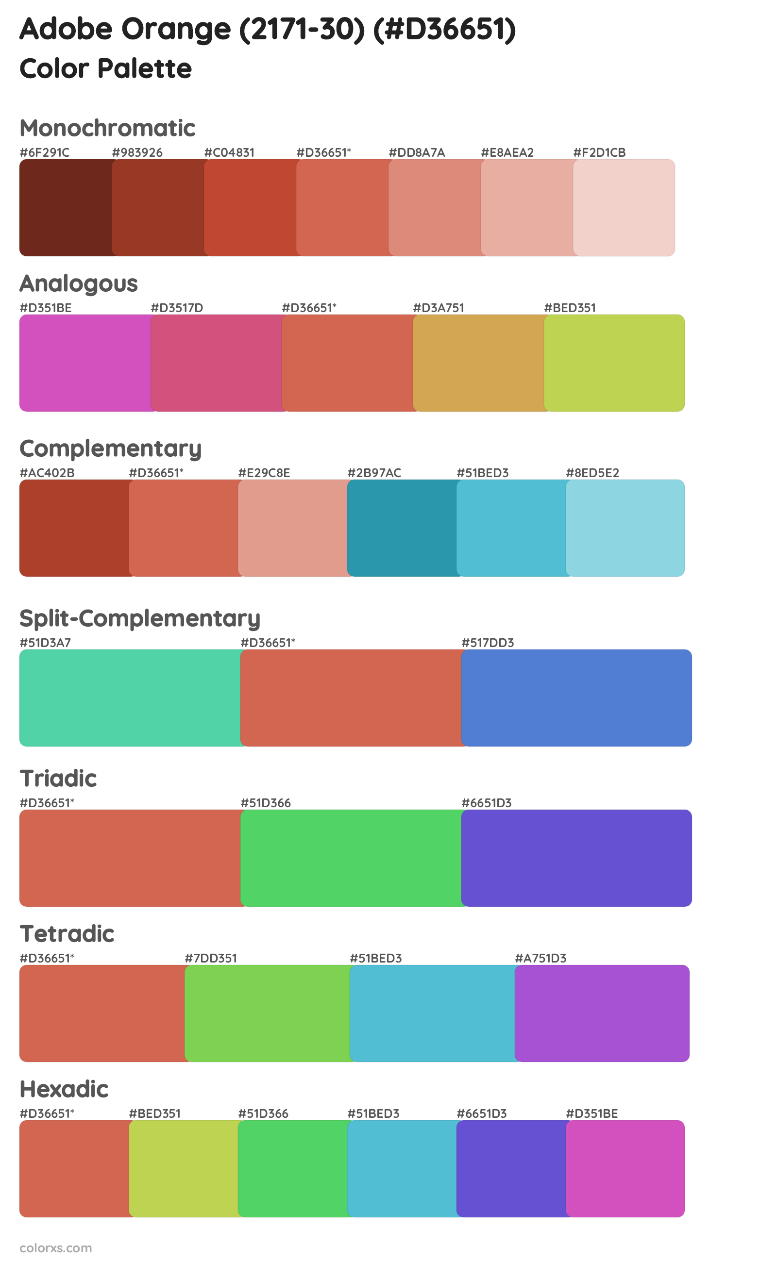 Adobe Orange (2171-30) Color Scheme Palettes