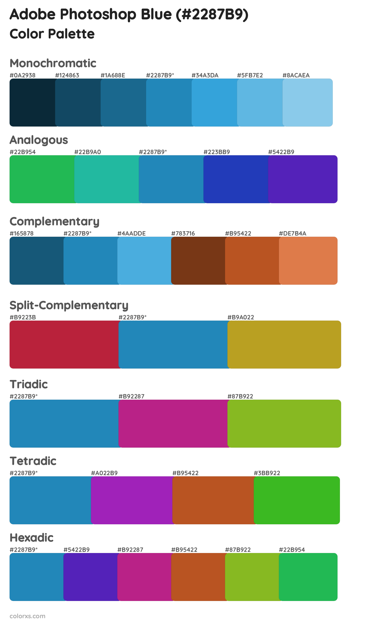 Adobe Photoshop Blue Color Scheme Palettes