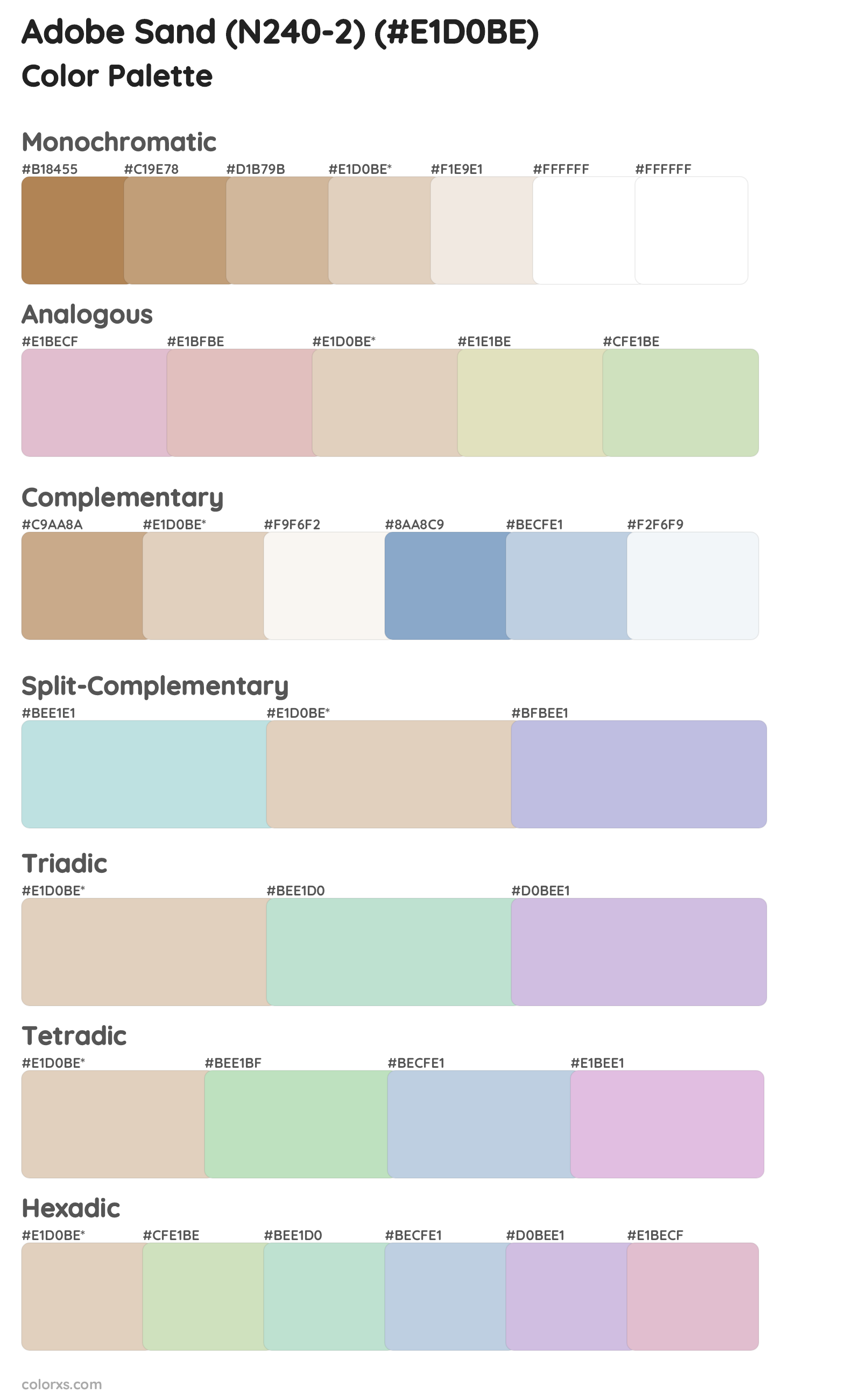 Adobe Sand (N240-2) Color Scheme Palettes