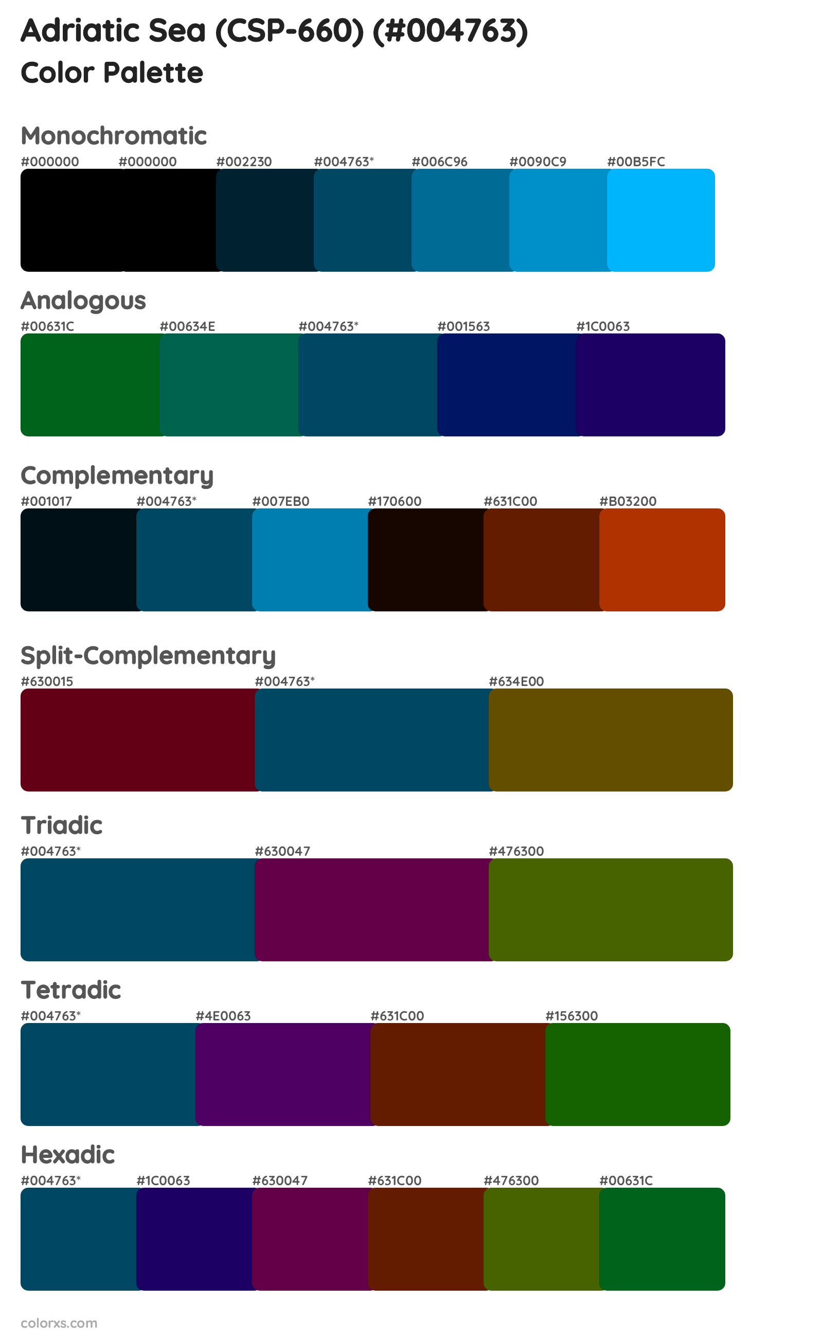 Adriatic Sea (CSP-660) Color Scheme Palettes