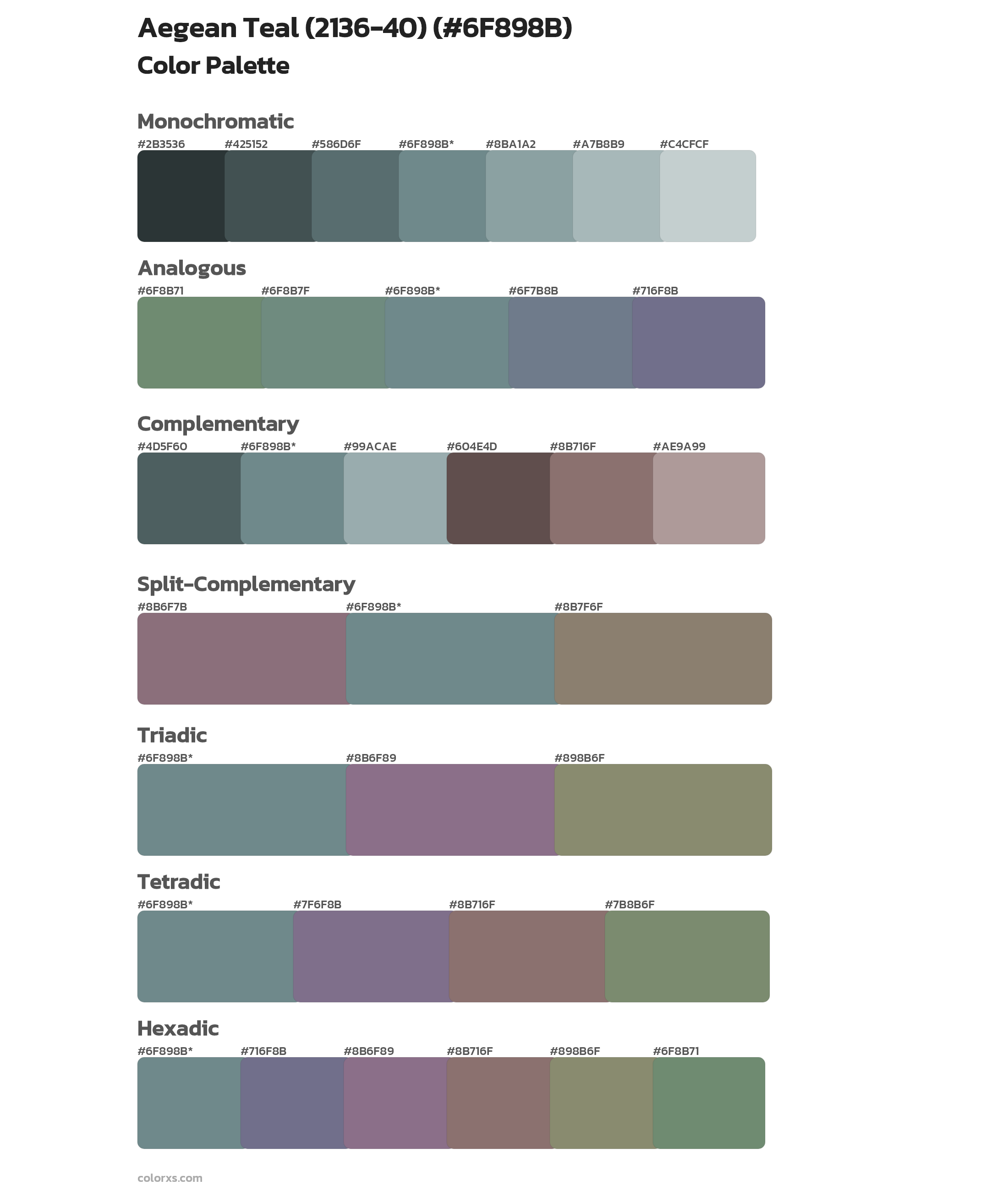 Aegean Teal (2136-40) Color Scheme Palettes