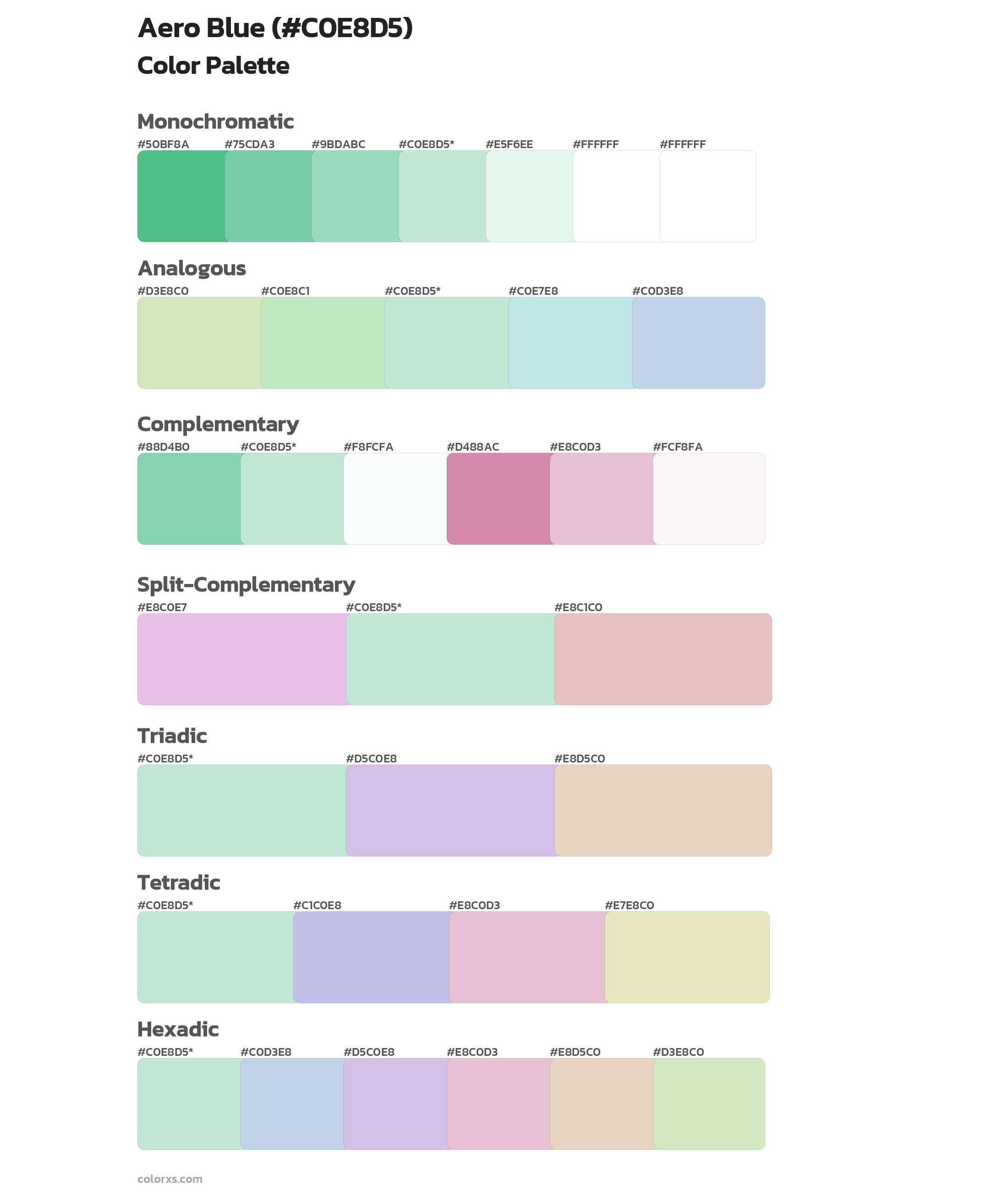 Aero Blue Color Scheme Palettes
