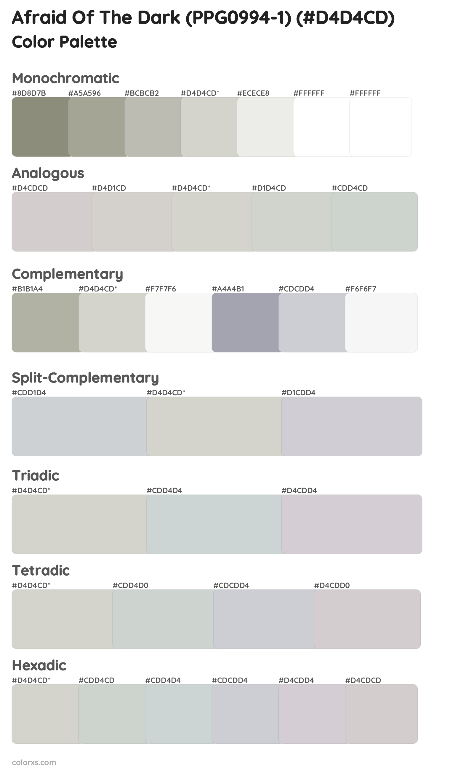Afraid Of The Dark (PPG0994-1) Color Scheme Palettes