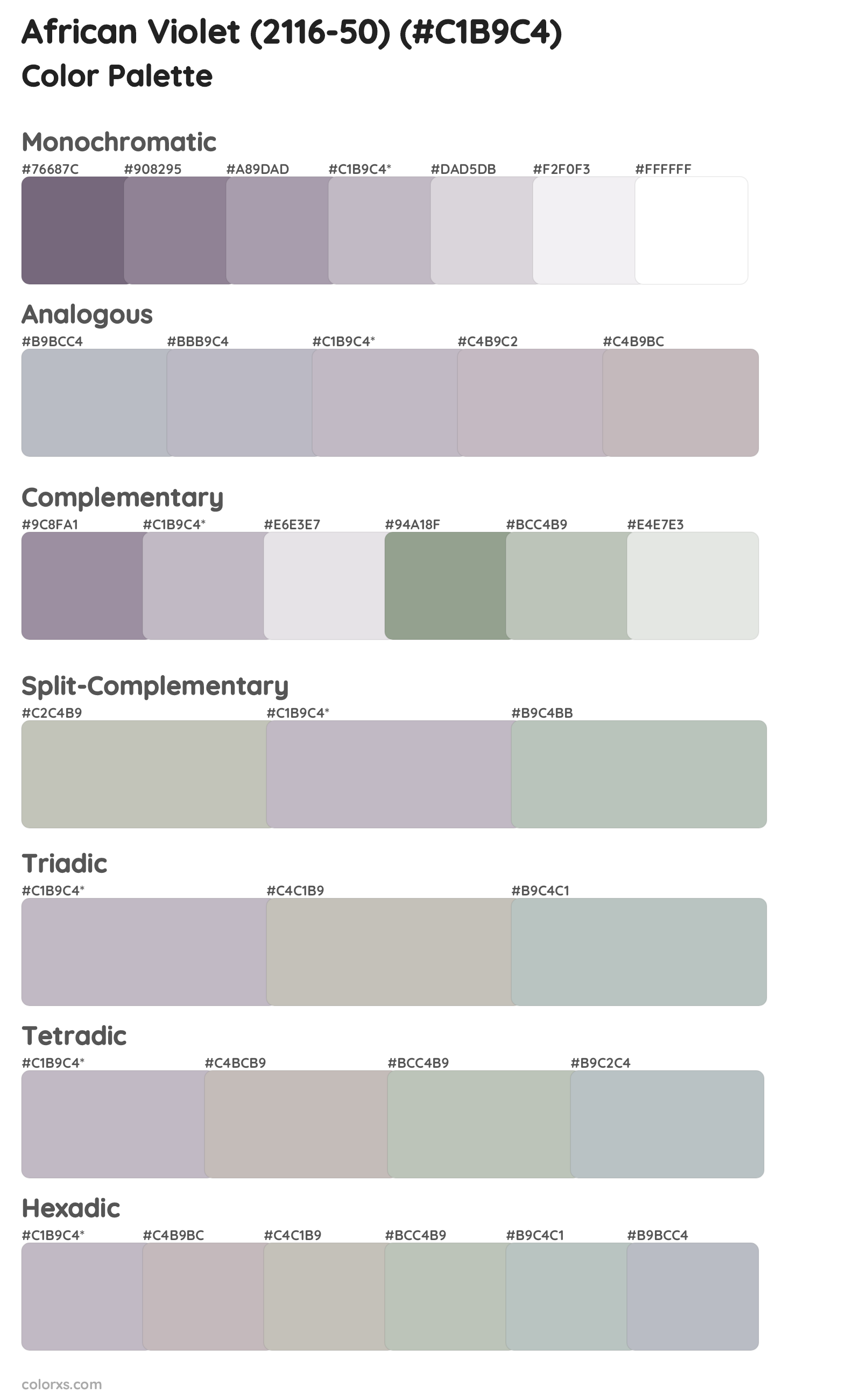 African Violet (2116-50) Color Scheme Palettes