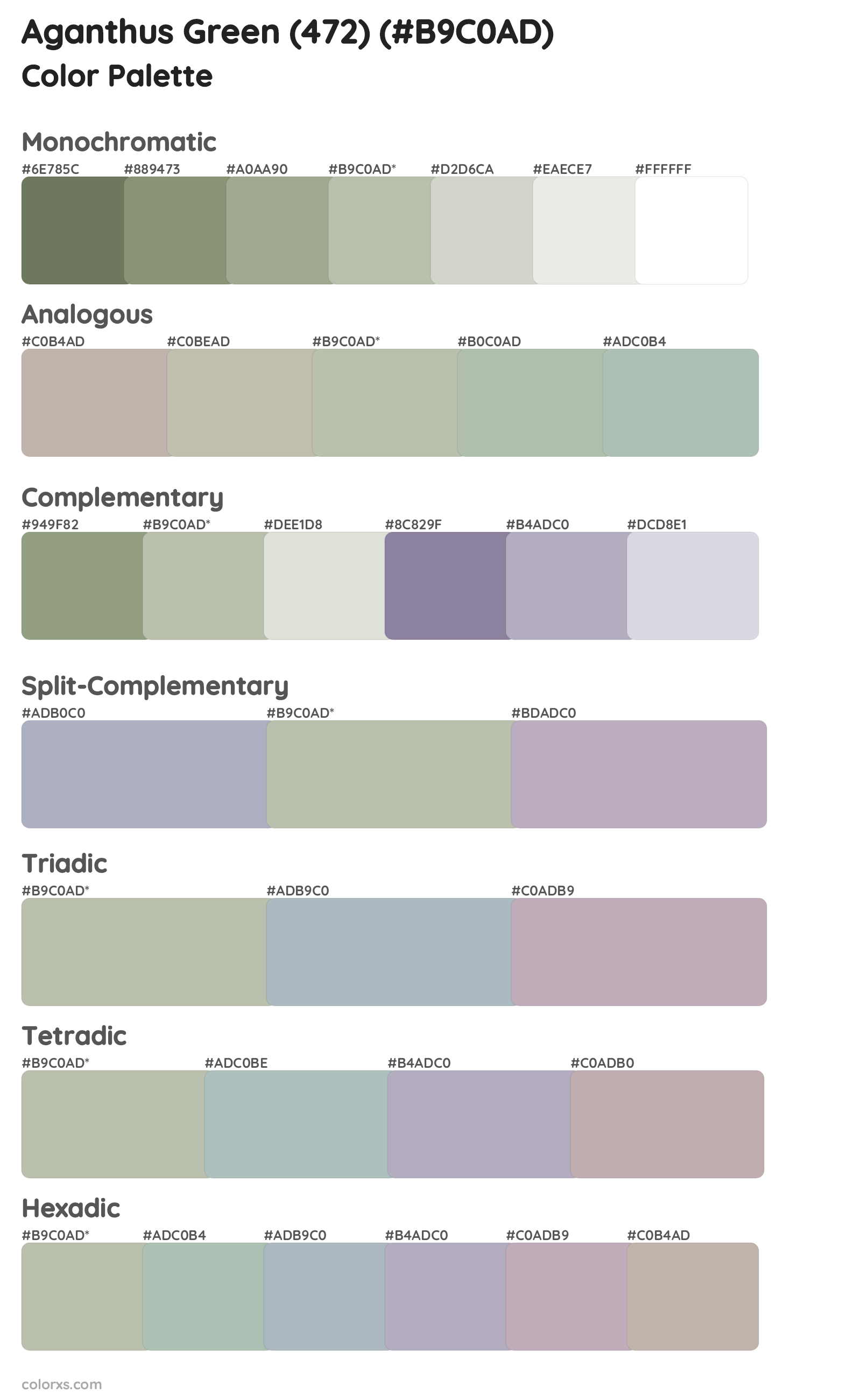 Aganthus Green (472) Color Scheme Palettes