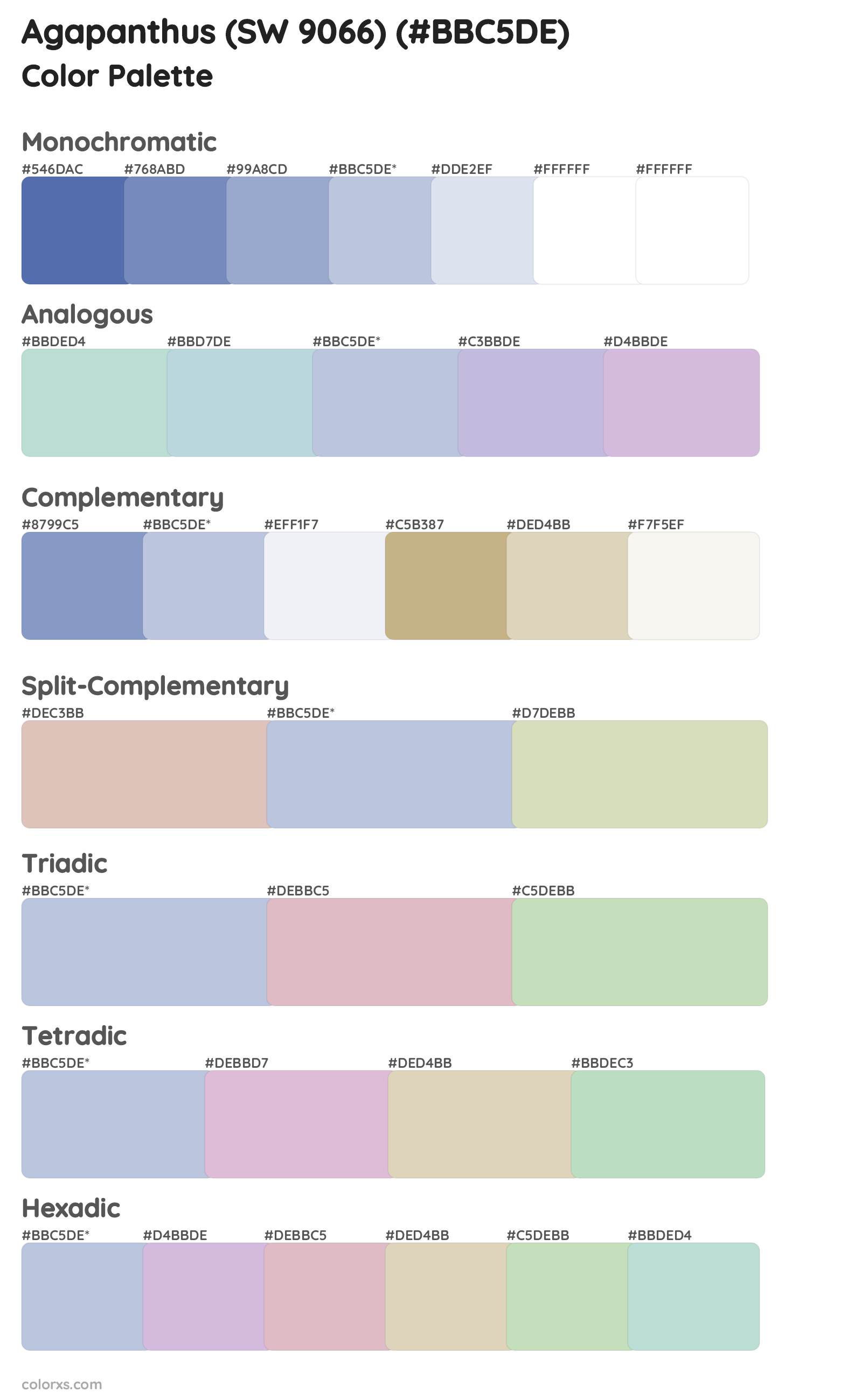 Agapanthus (SW 9066) Color Scheme Palettes