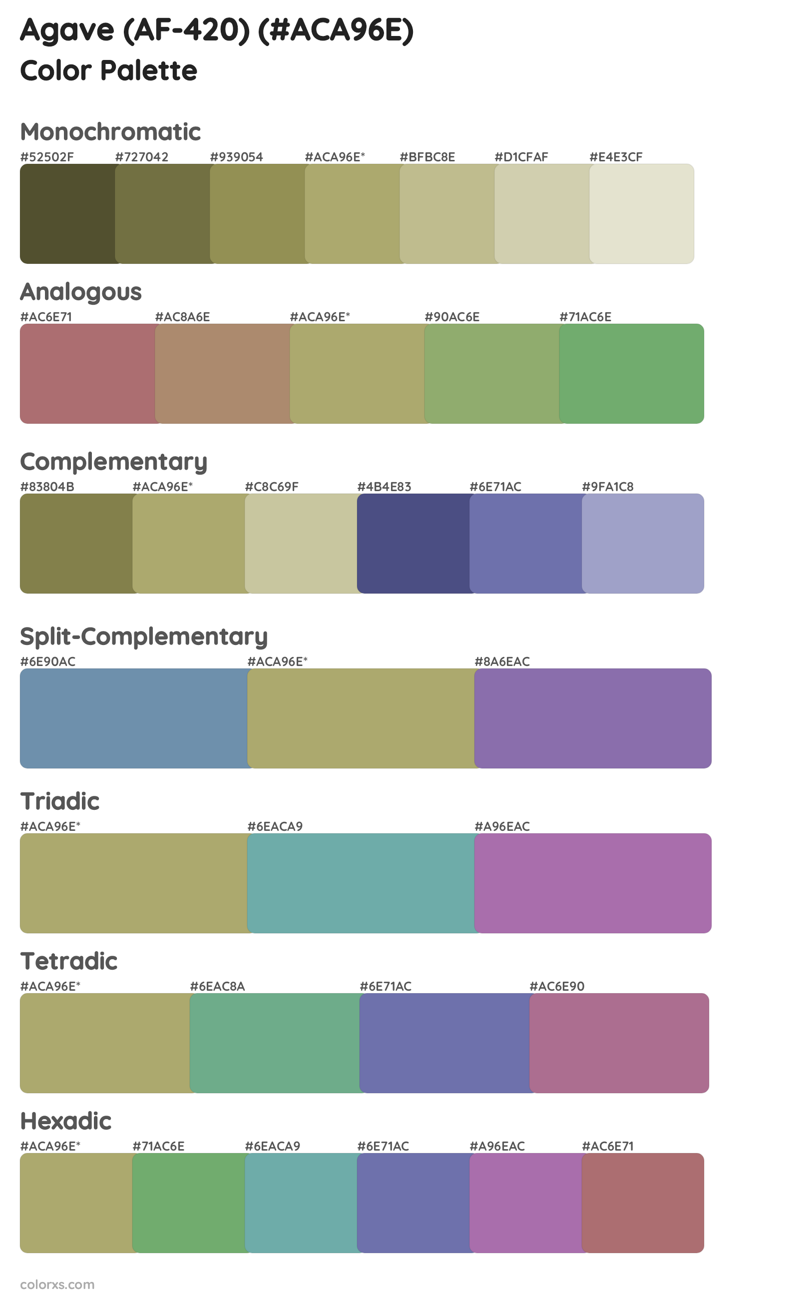 Agave (AF-420) Color Scheme Palettes