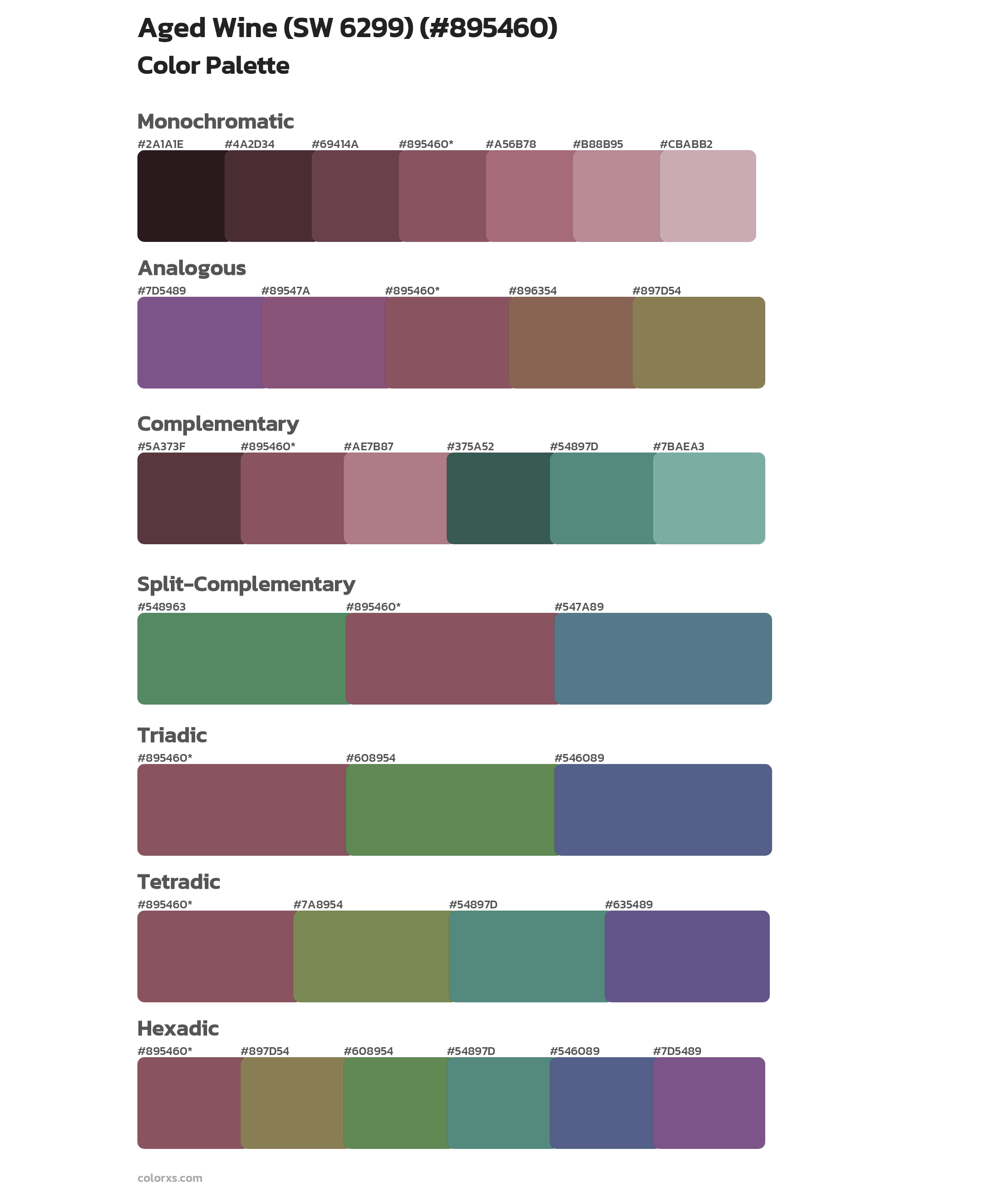 Aged Wine (SW 6299) Color Scheme Palettes