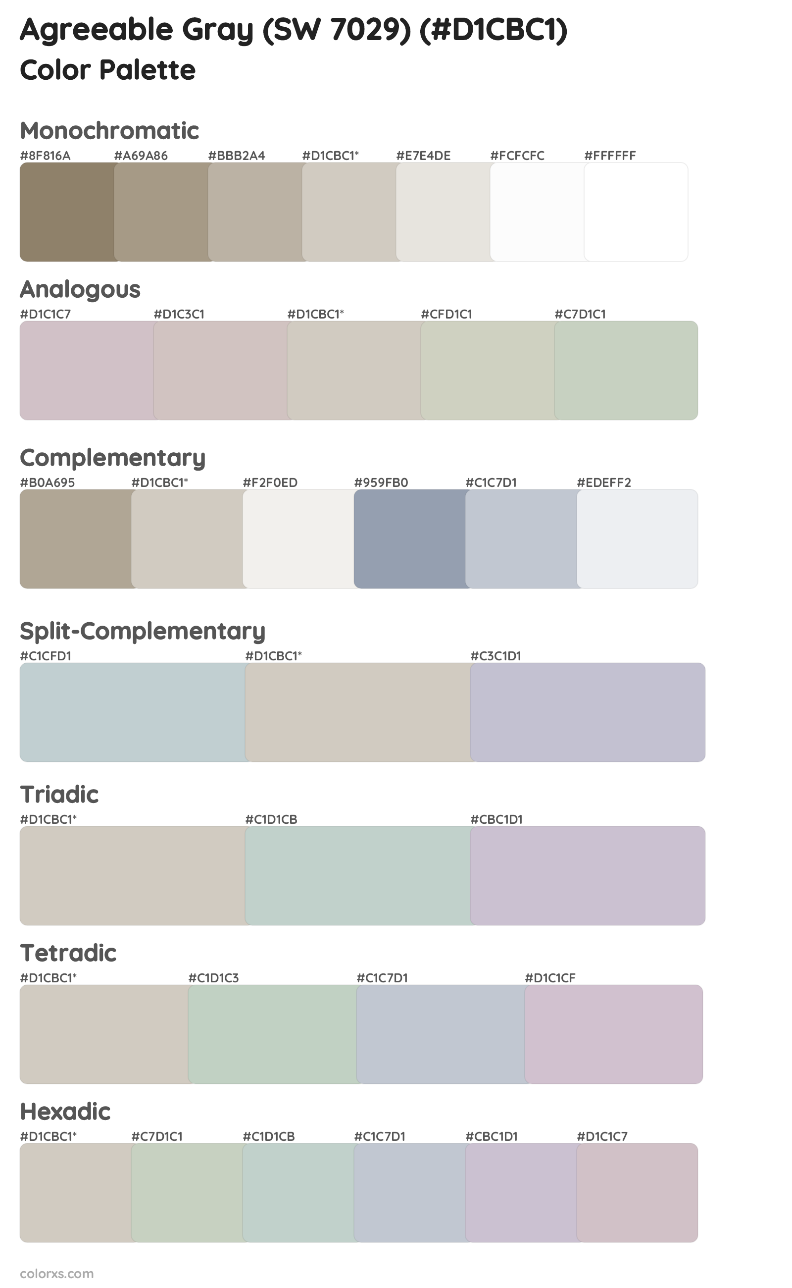 Agreeable Gray (SW 7029) Color Scheme Palettes
