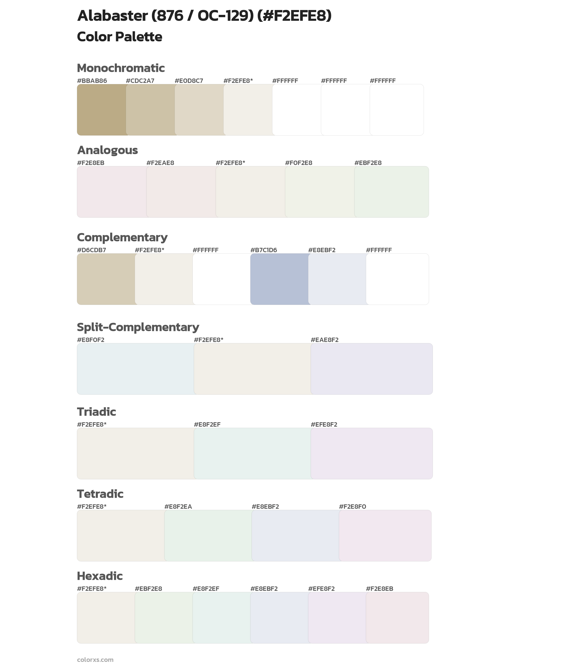 Alabaster (876 / OC-129) Color Scheme Palettes