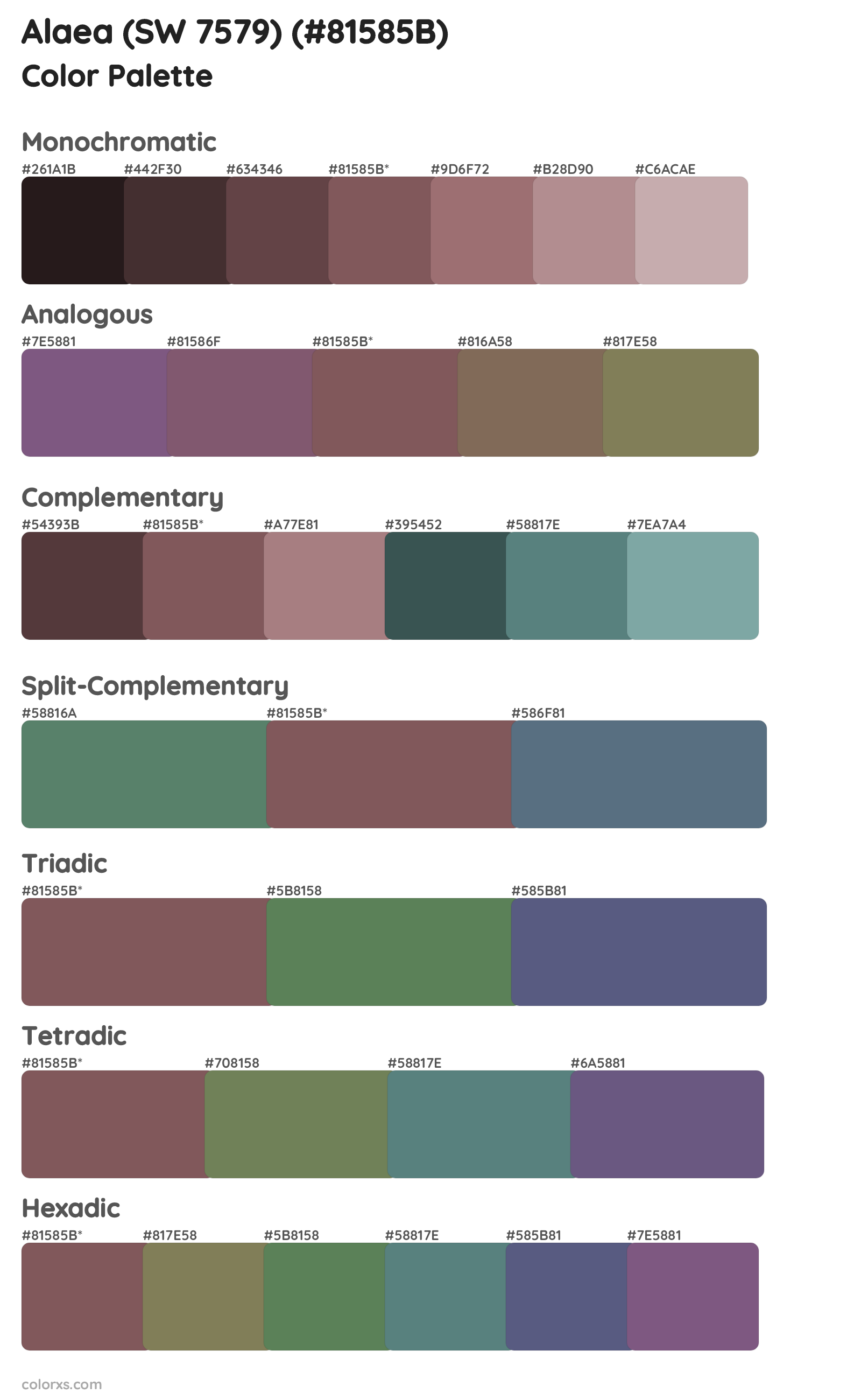 Alaea (SW 7579) Color Scheme Palettes