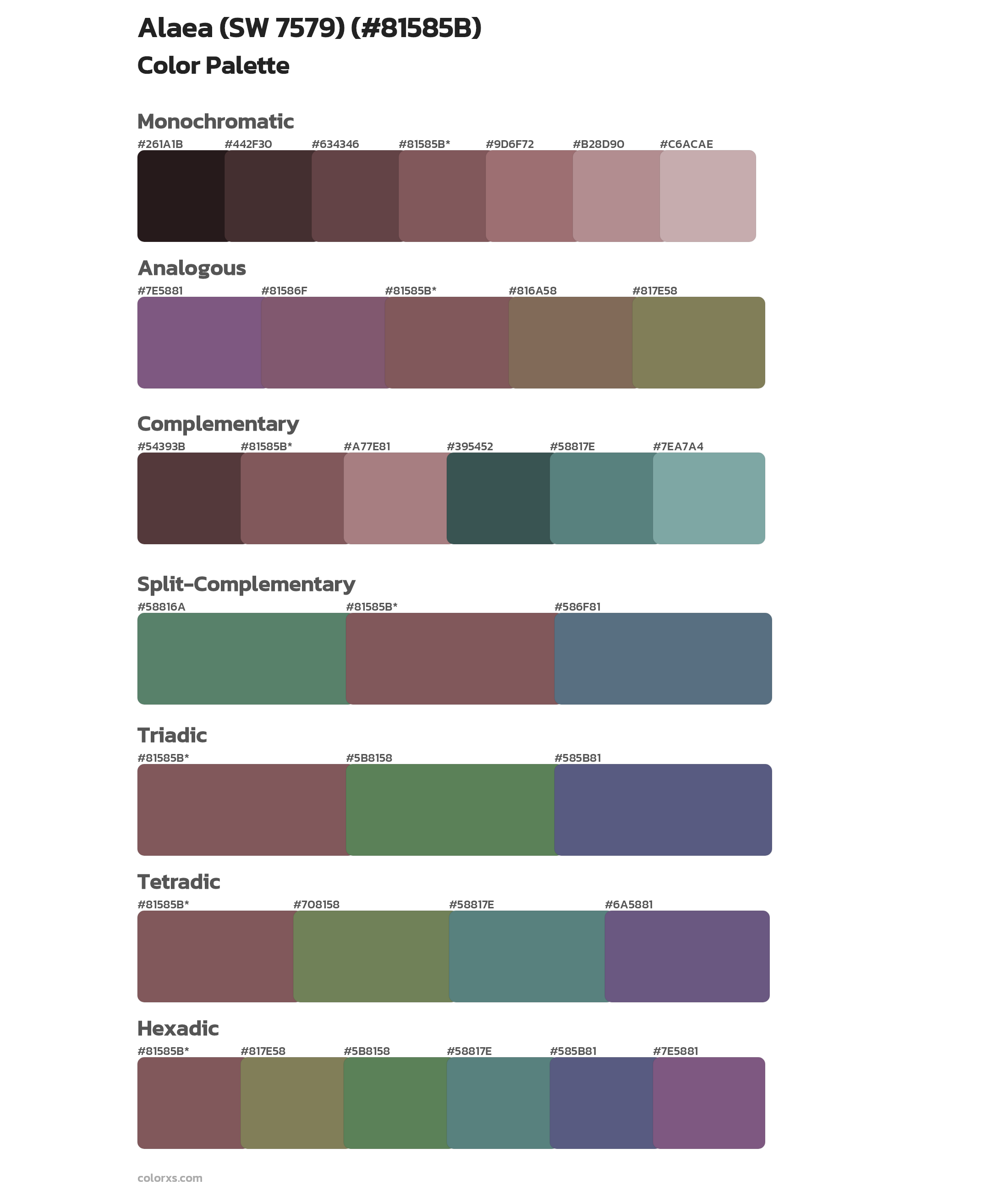 Alaea (SW 7579) Color Scheme Palettes