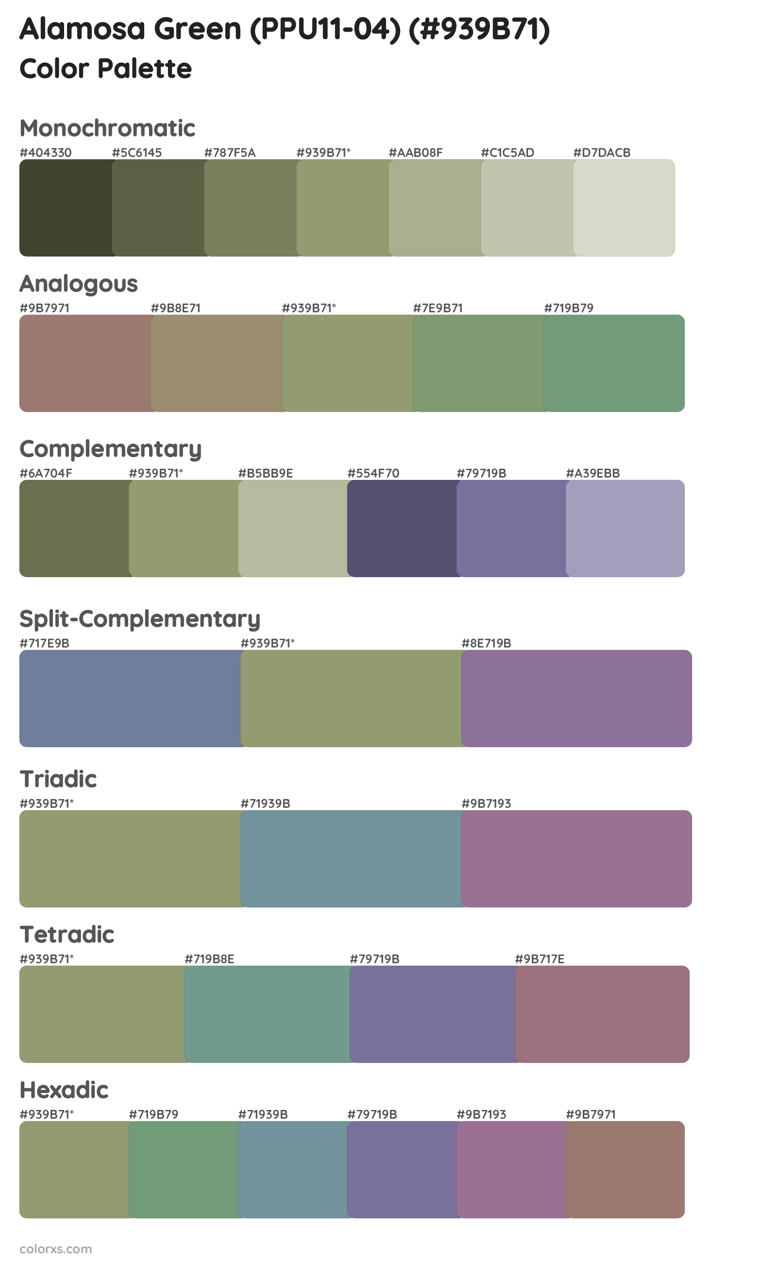 Alamosa Green (PPU11-04) Color Scheme Palettes