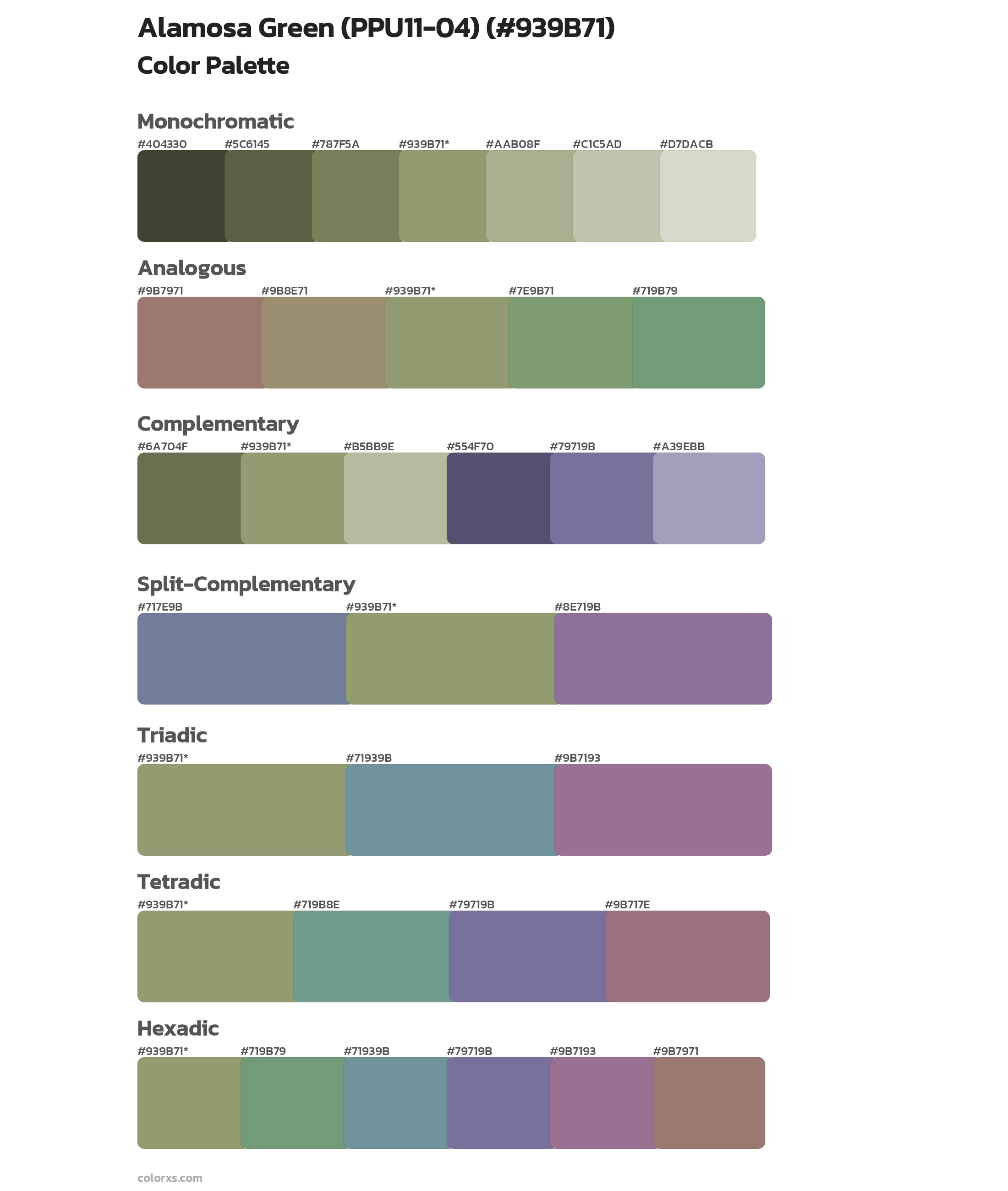 Alamosa Green (PPU11-04) Color Scheme Palettes