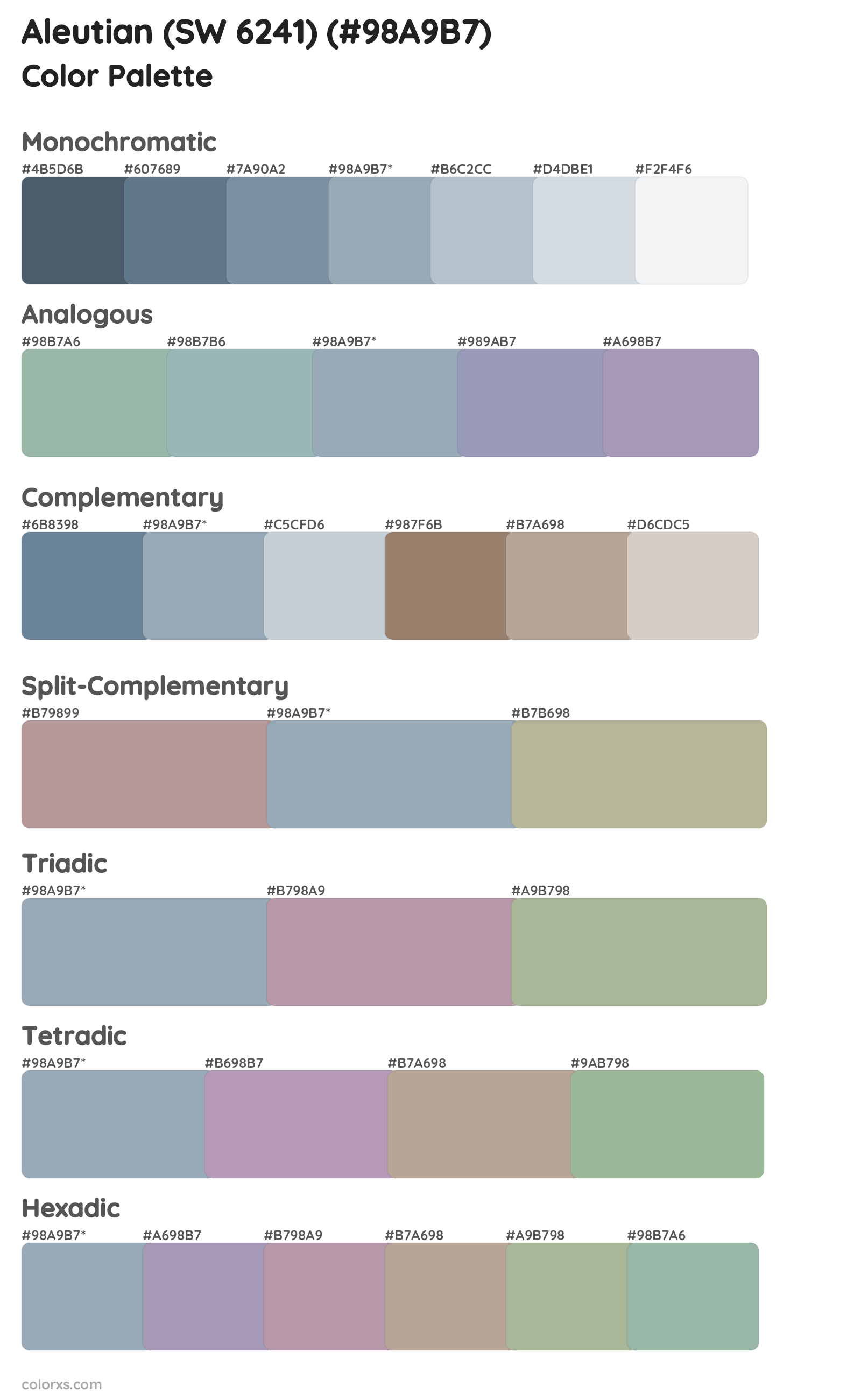 Aleutian (SW 6241) Color Scheme Palettes