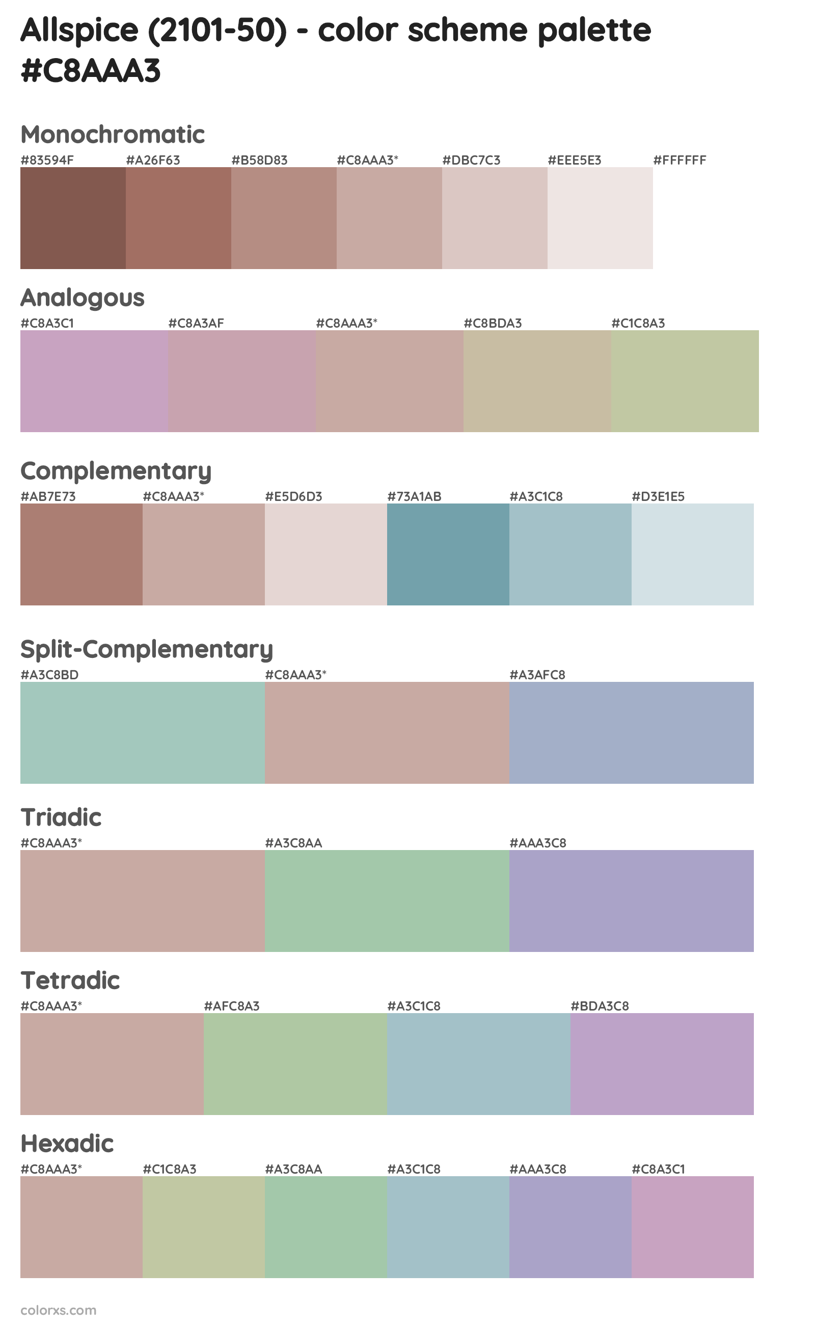 Allspice (2101-50) Color Scheme Palettes