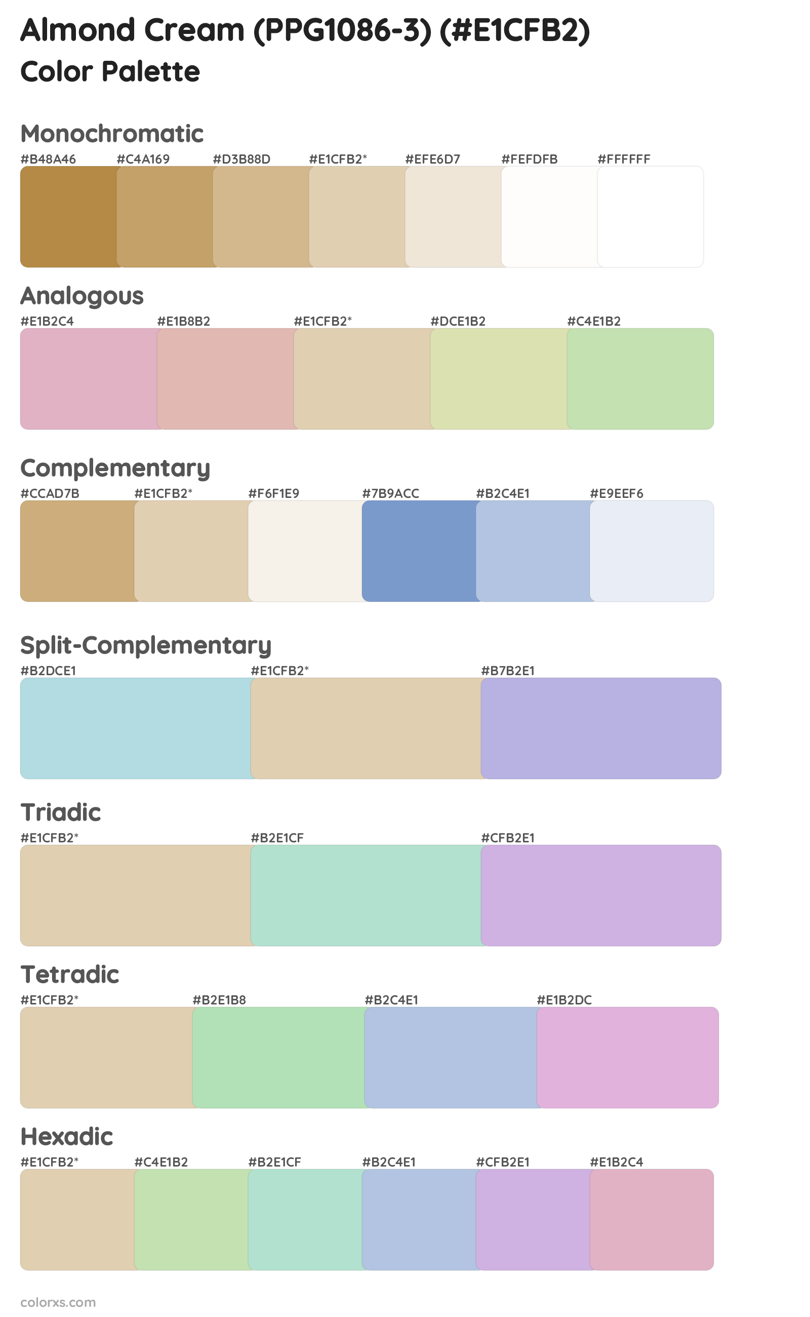 Almond Cream (PPG1086-3) Color Scheme Palettes