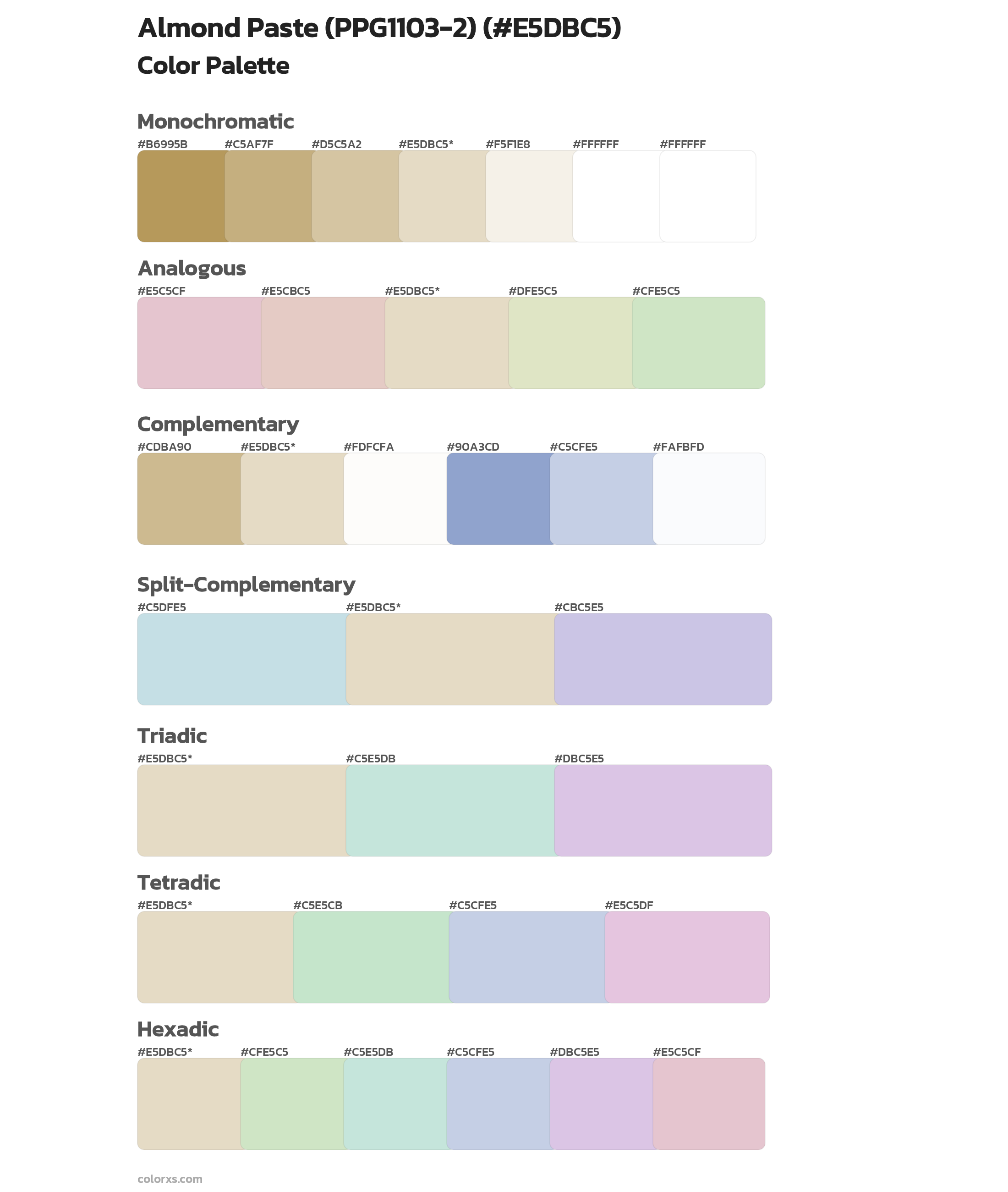 Almond Paste (PPG1103-2) Color Scheme Palettes