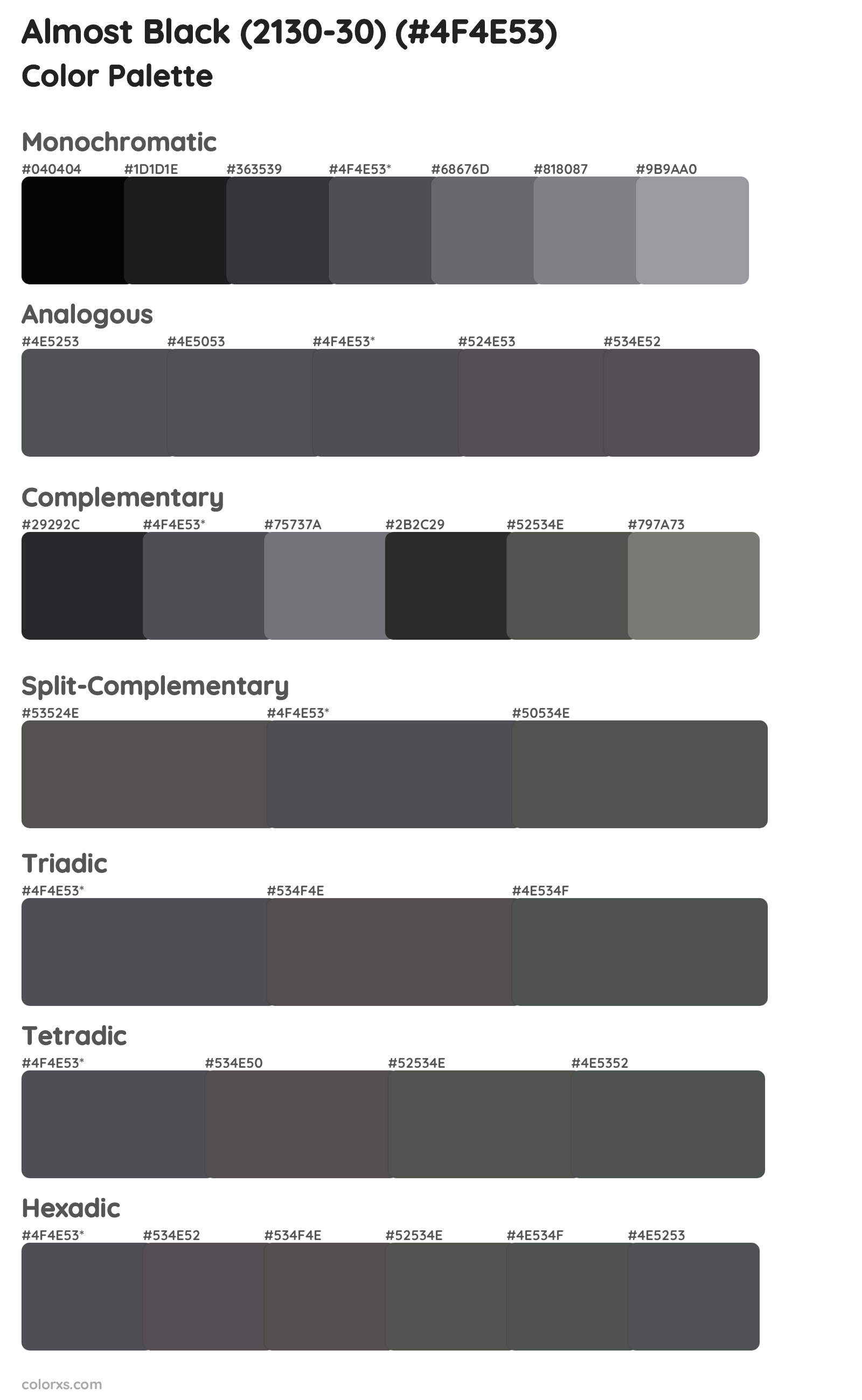 Almost Black (2130-30) Color Scheme Palettes