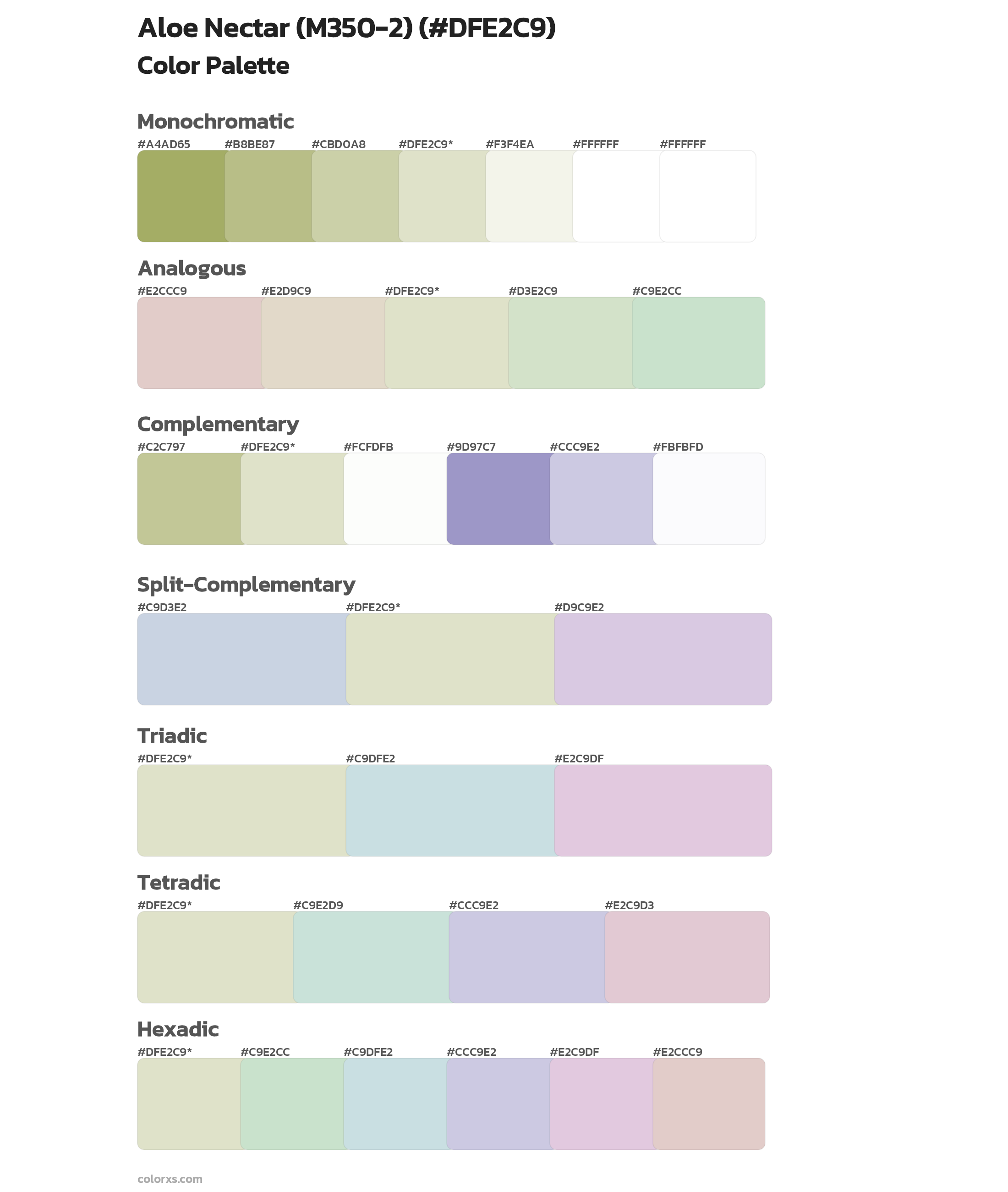 Aloe Nectar (M350-2) Color Scheme Palettes