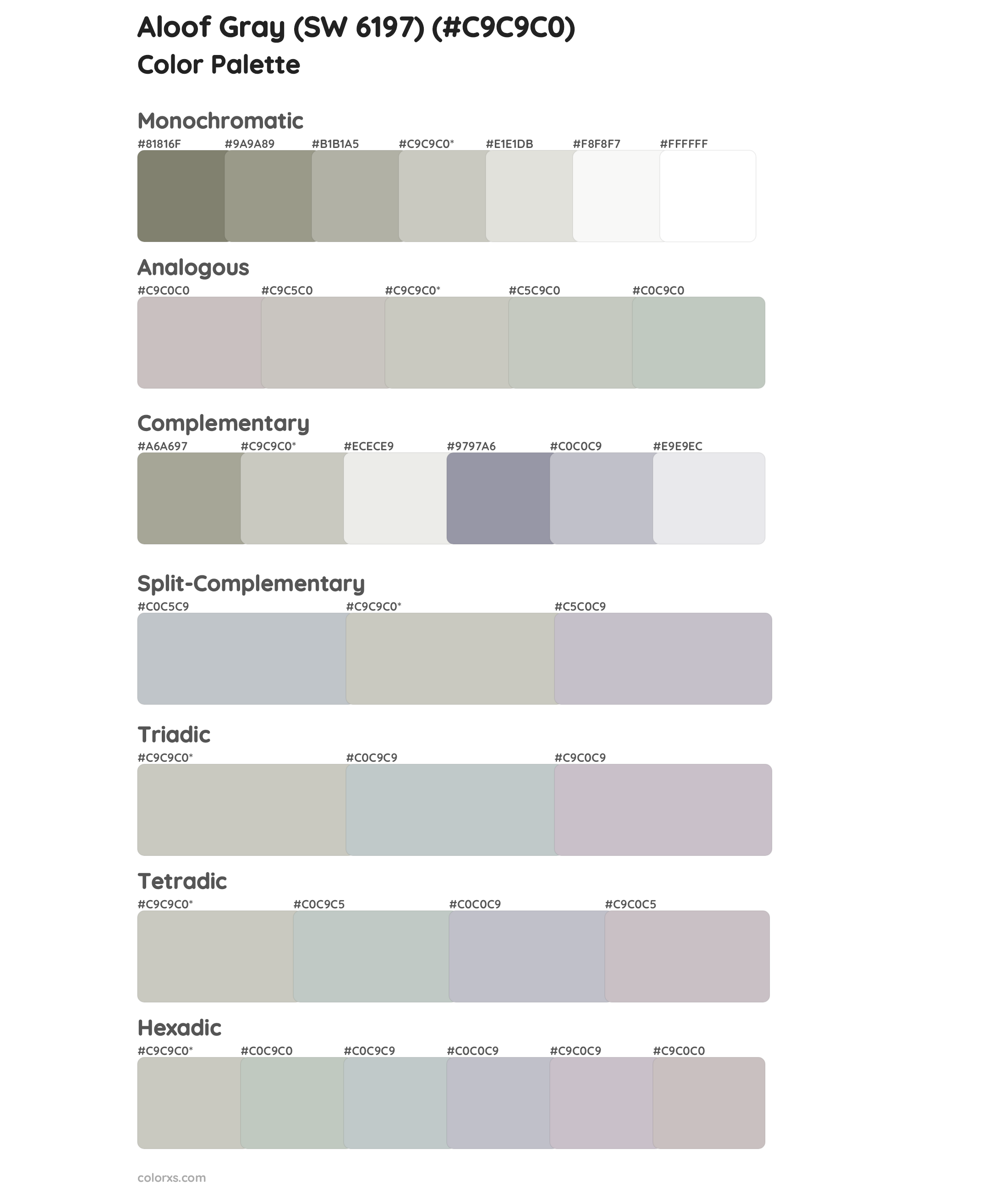 Aloof Gray (SW 6197) Color Scheme Palettes