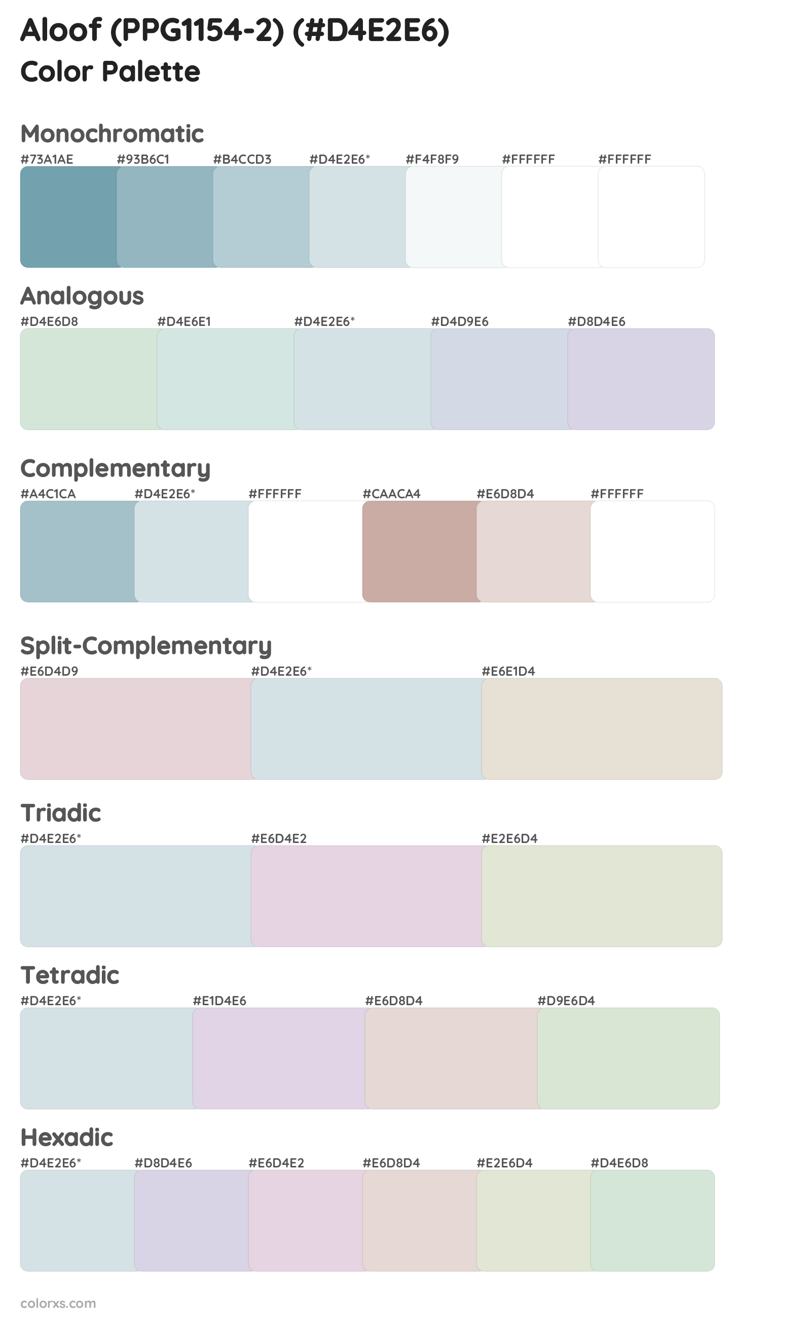 Aloof (PPG1154-2) Color Scheme Palettes