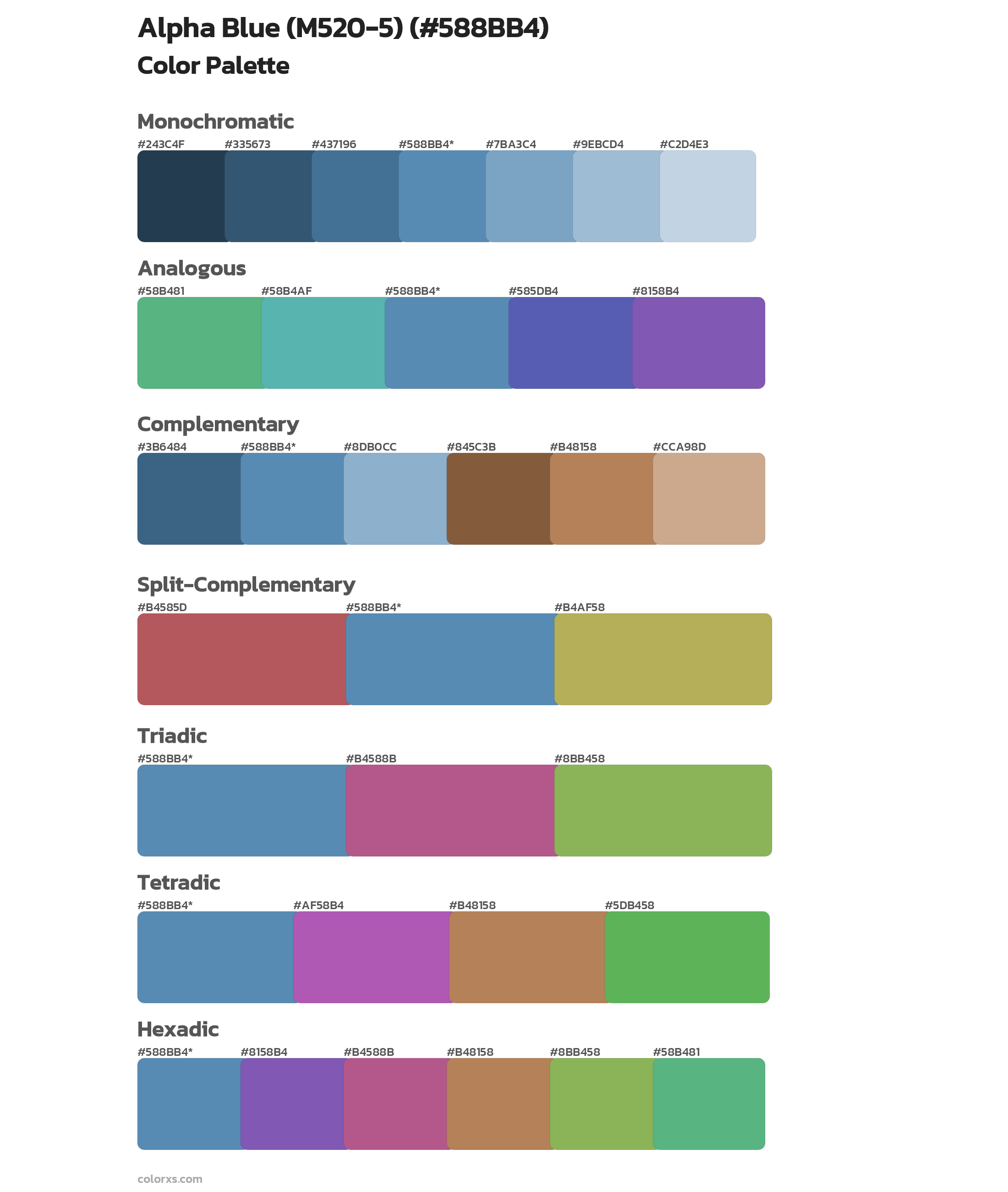 Alpha Blue (M520-5) Color Scheme Palettes
