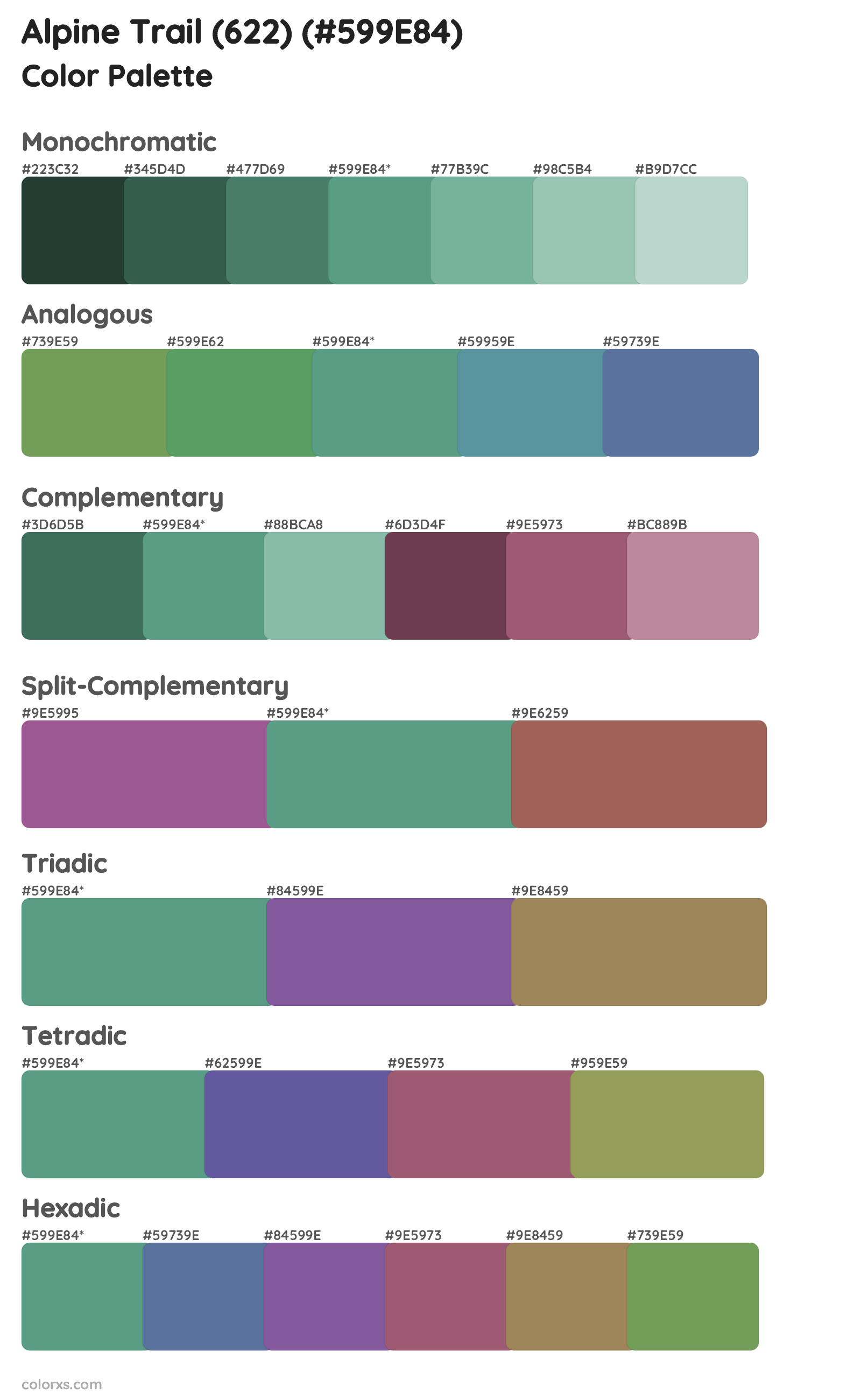 Alpine Trail (622) Color Scheme Palettes