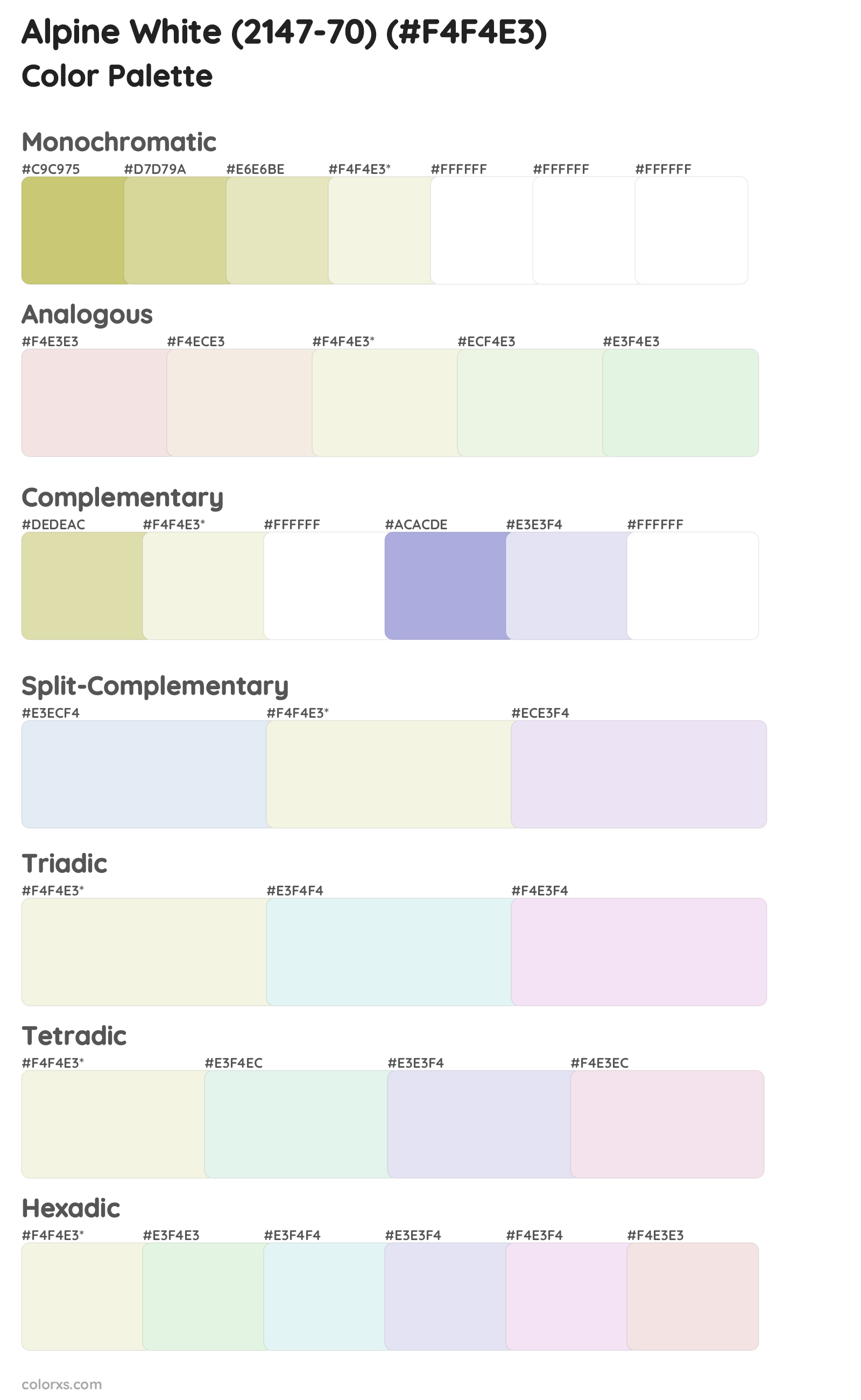 Alpine White (2147-70) Color Scheme Palettes