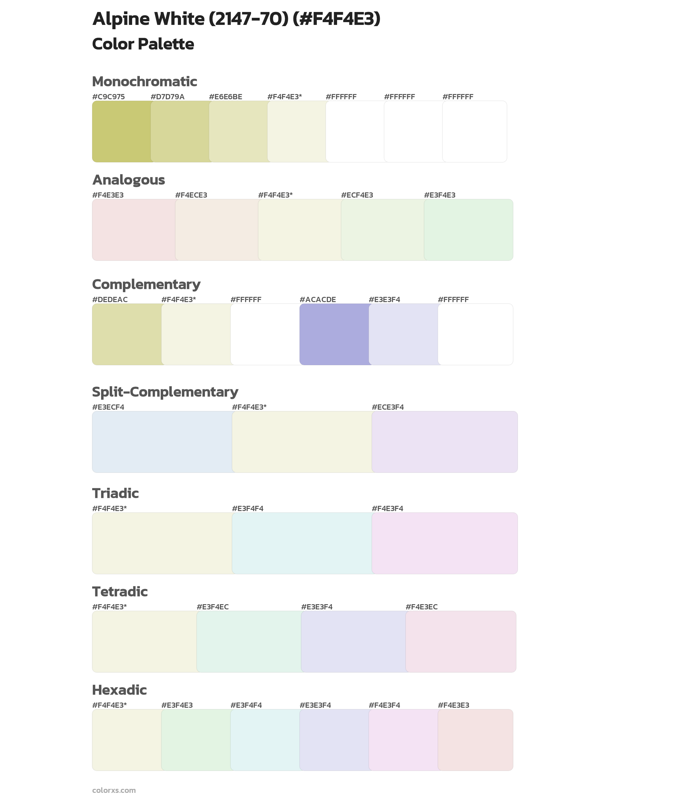 Alpine White (2147-70) Color Scheme Palettes