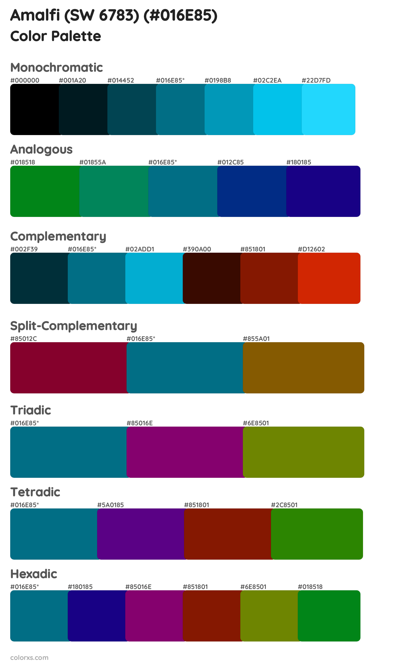 Amalfi (SW 6783) Color Scheme Palettes