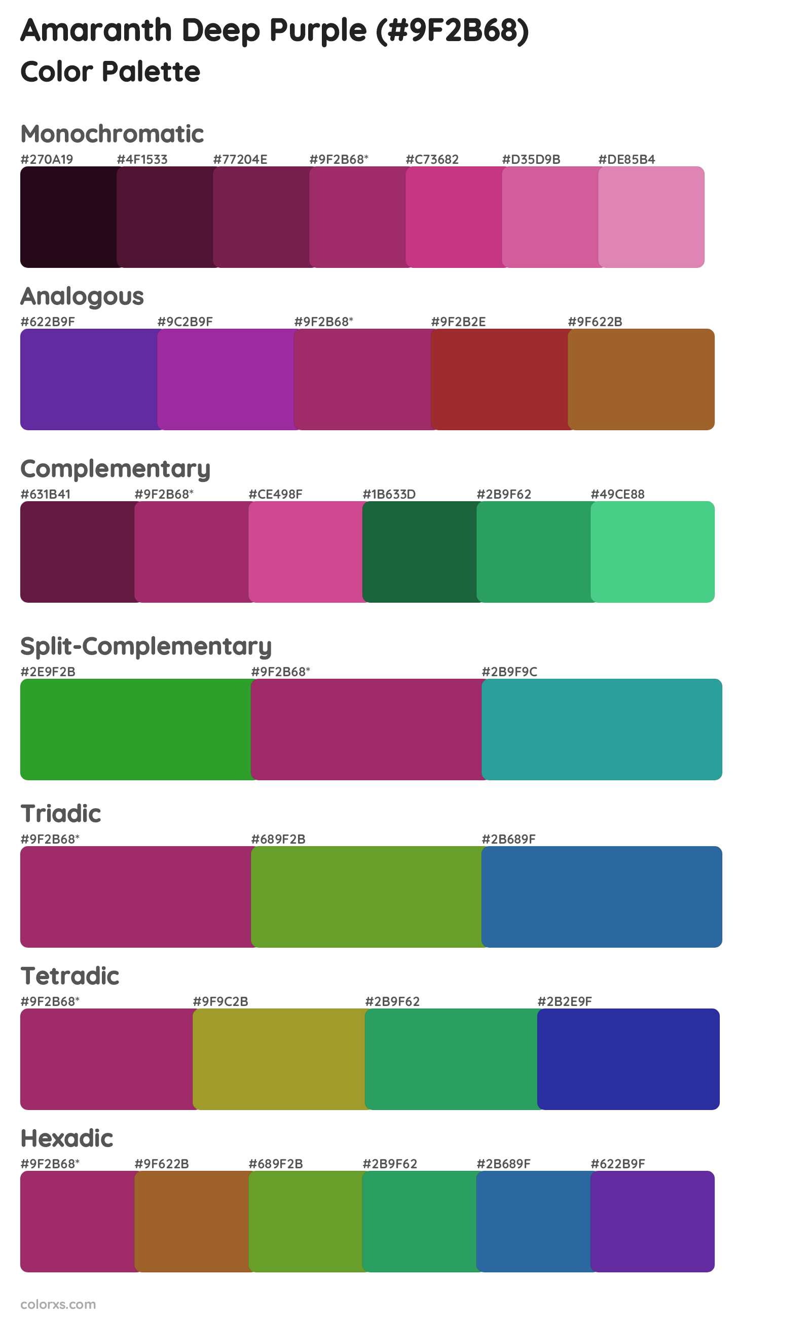 Amaranth Deep Purple Color Scheme Palettes