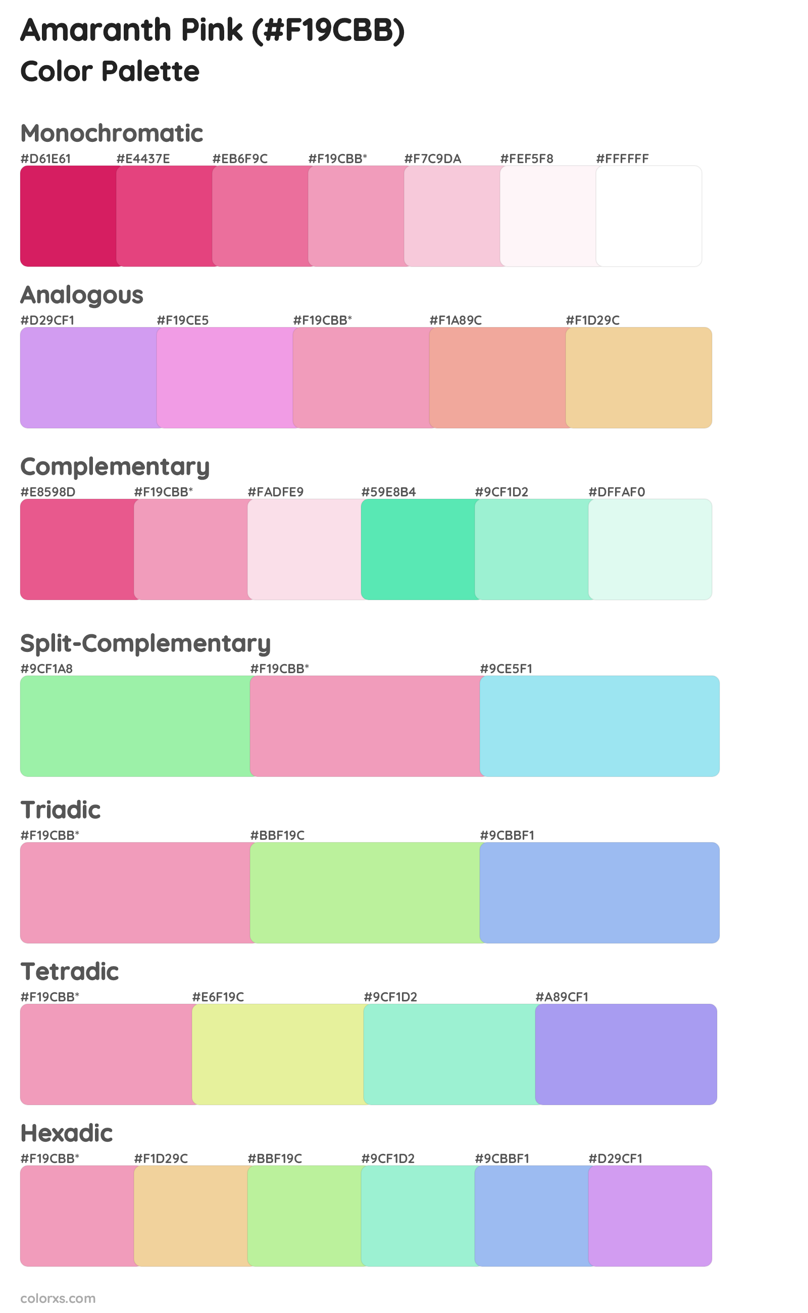 Amaranth Pink Color Scheme Palettes