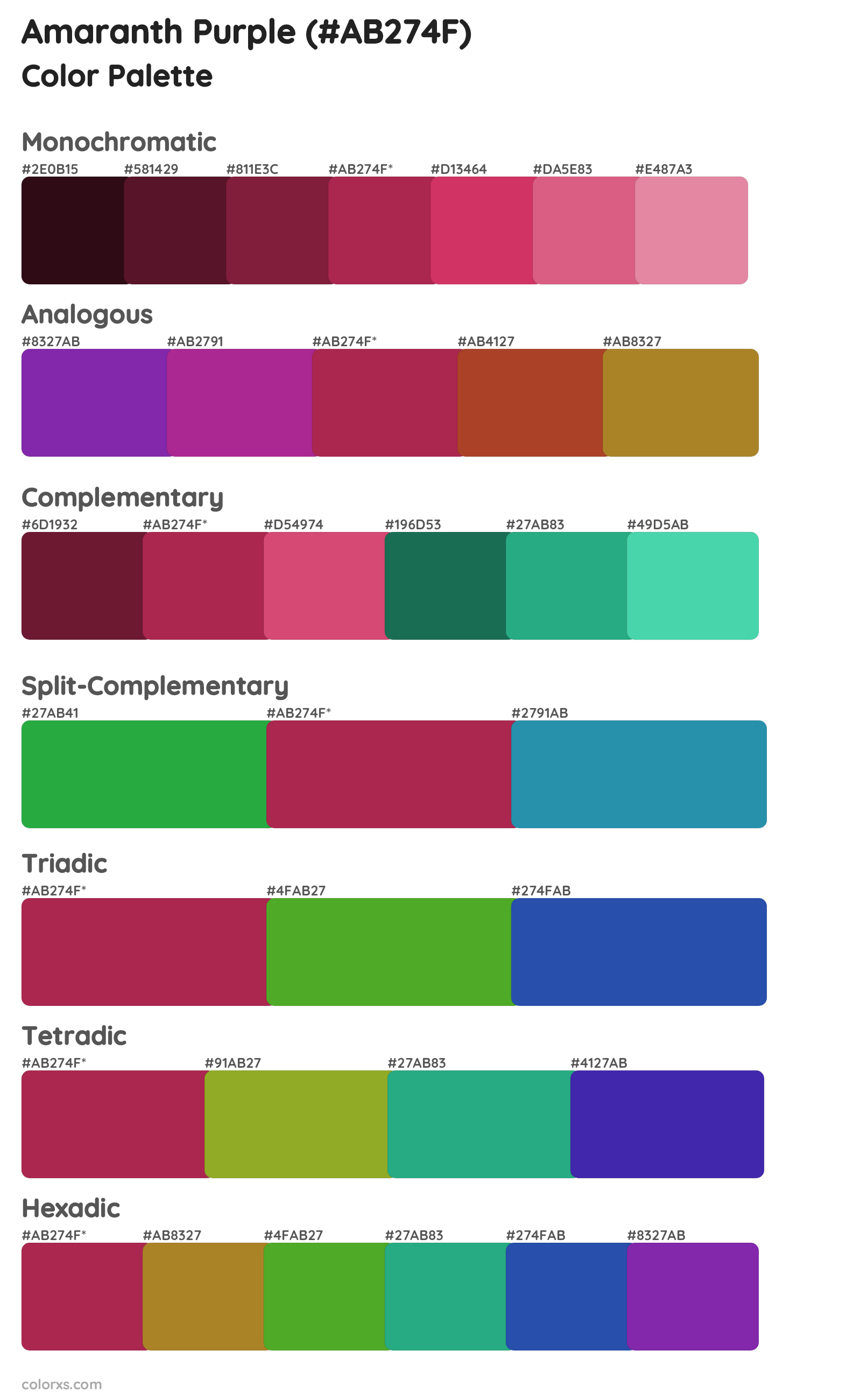 Amaranth Purple Color Scheme Palettes