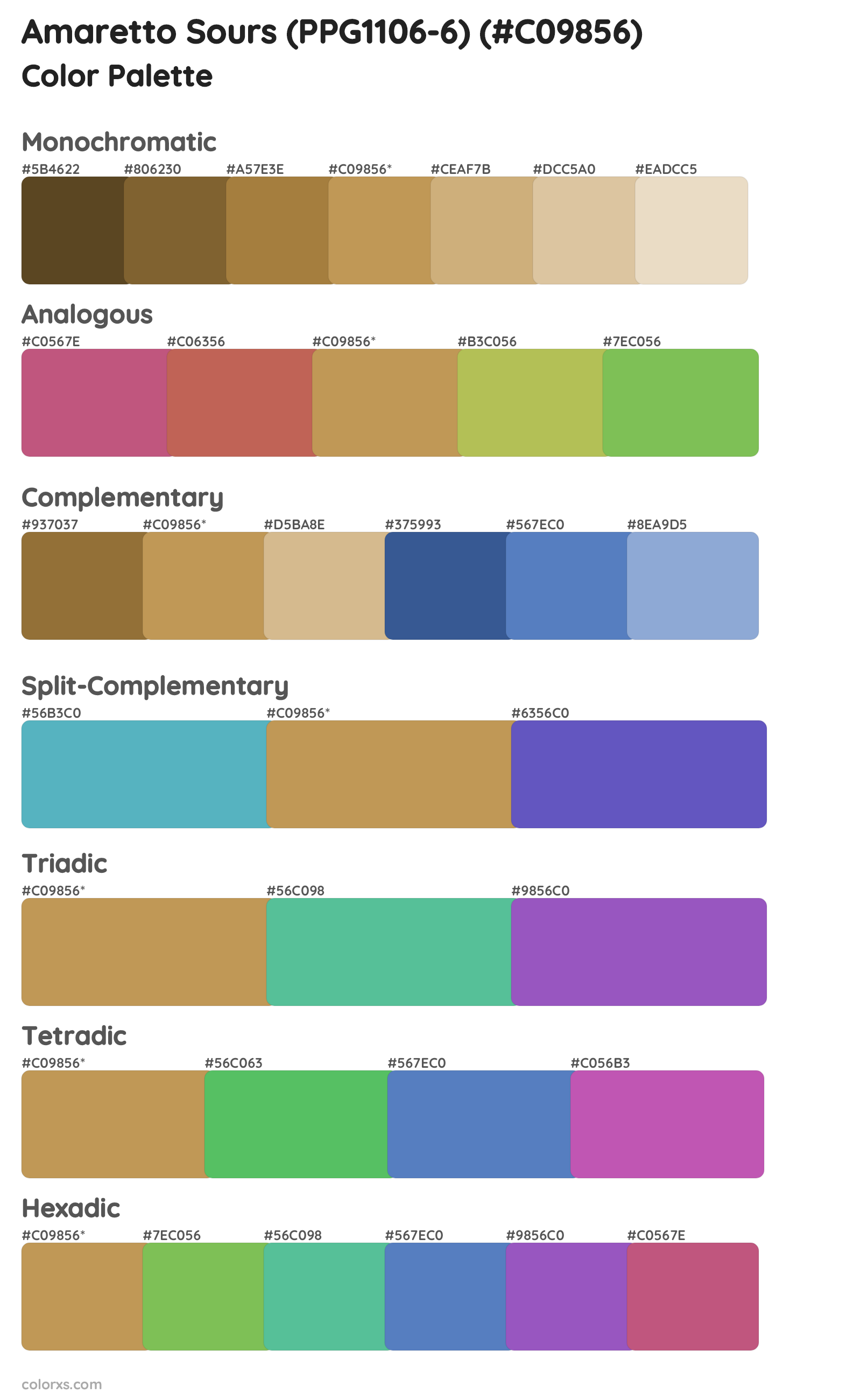 Amaretto Sours (PPG1106-6) Color Scheme Palettes